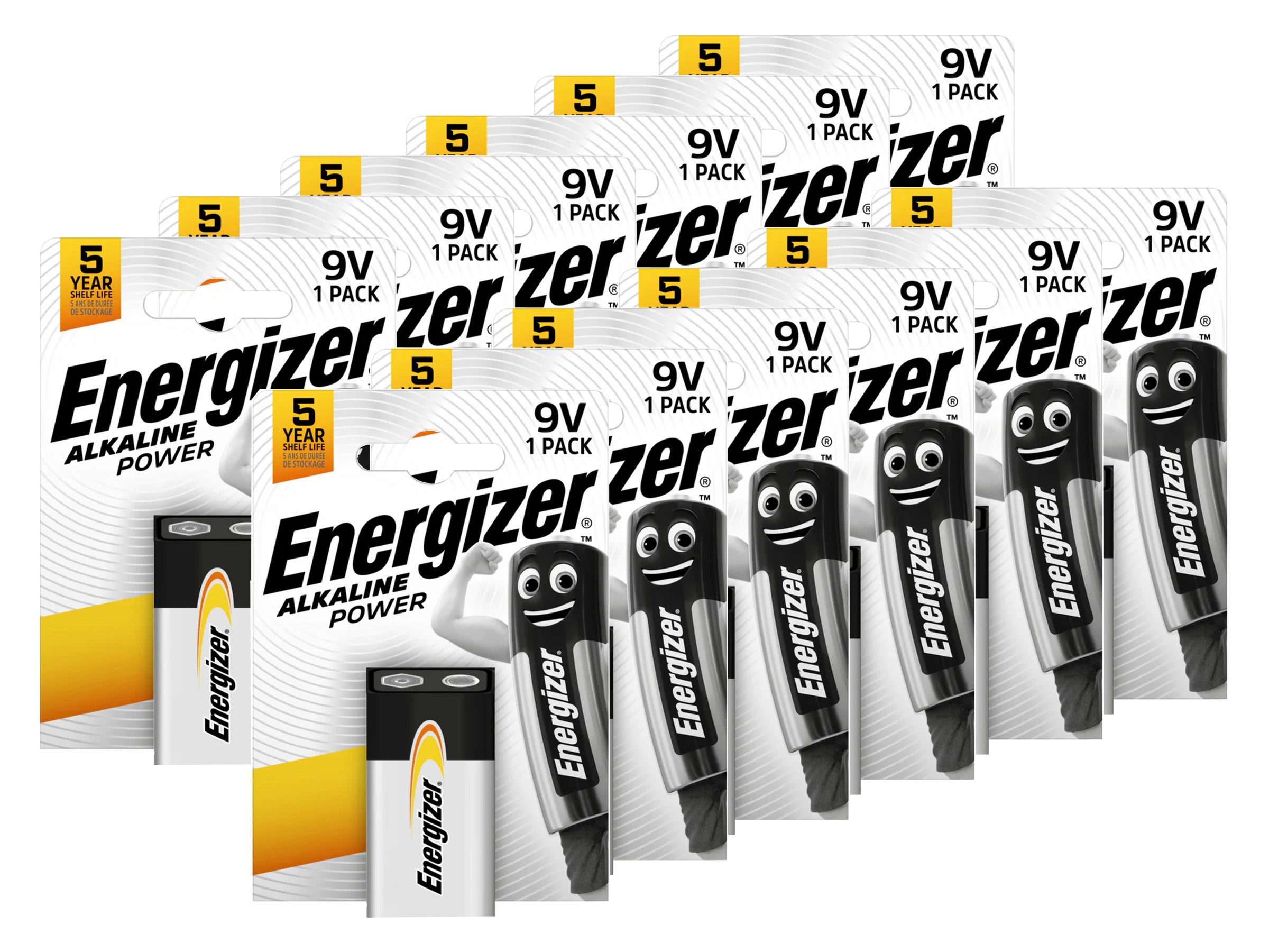 Energizer 9V (6LR61) Alkaline Power Batteries - 12 Pack