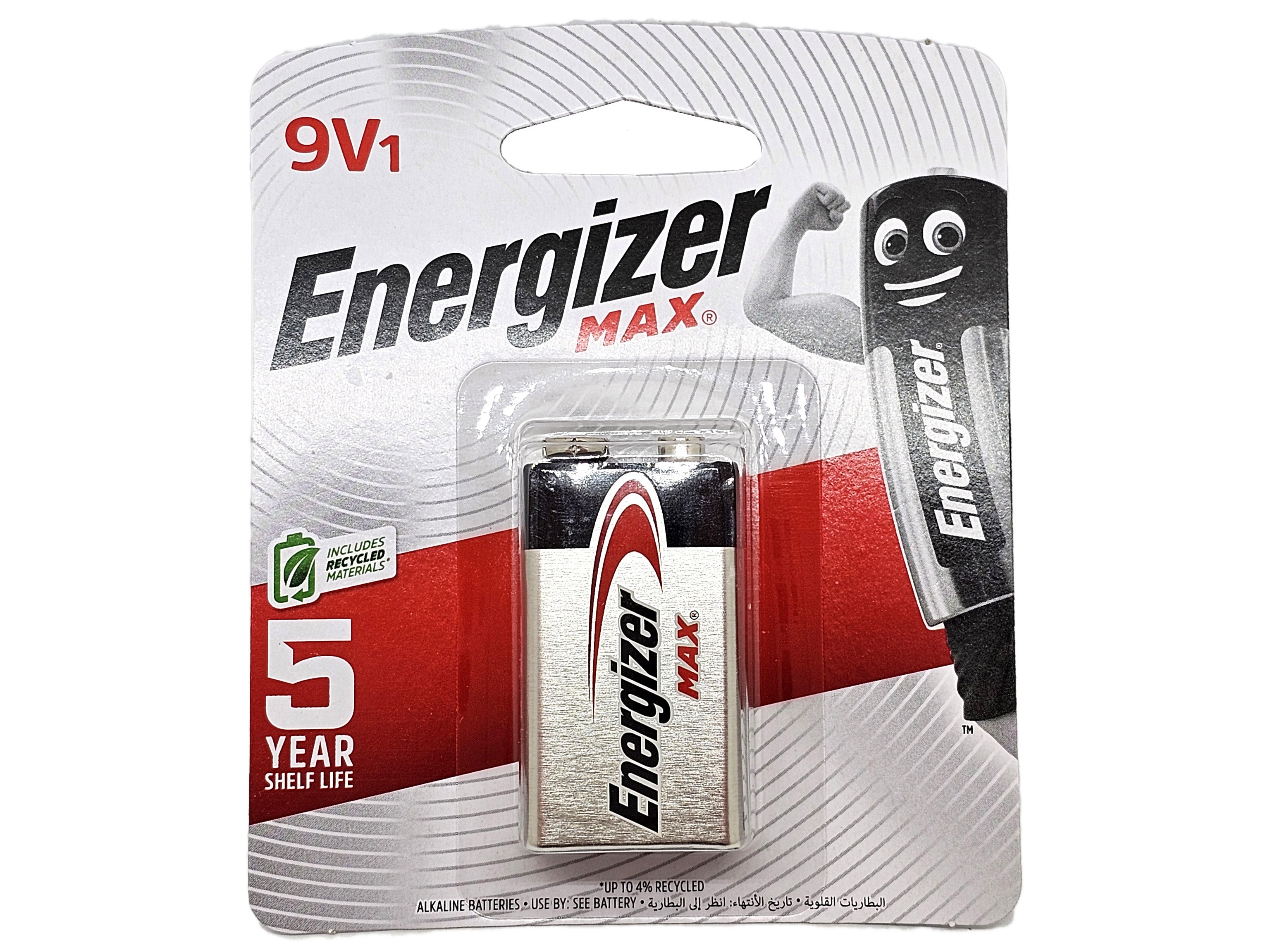 Energizer Max Alkaline 9V battery (9V1 pack)
