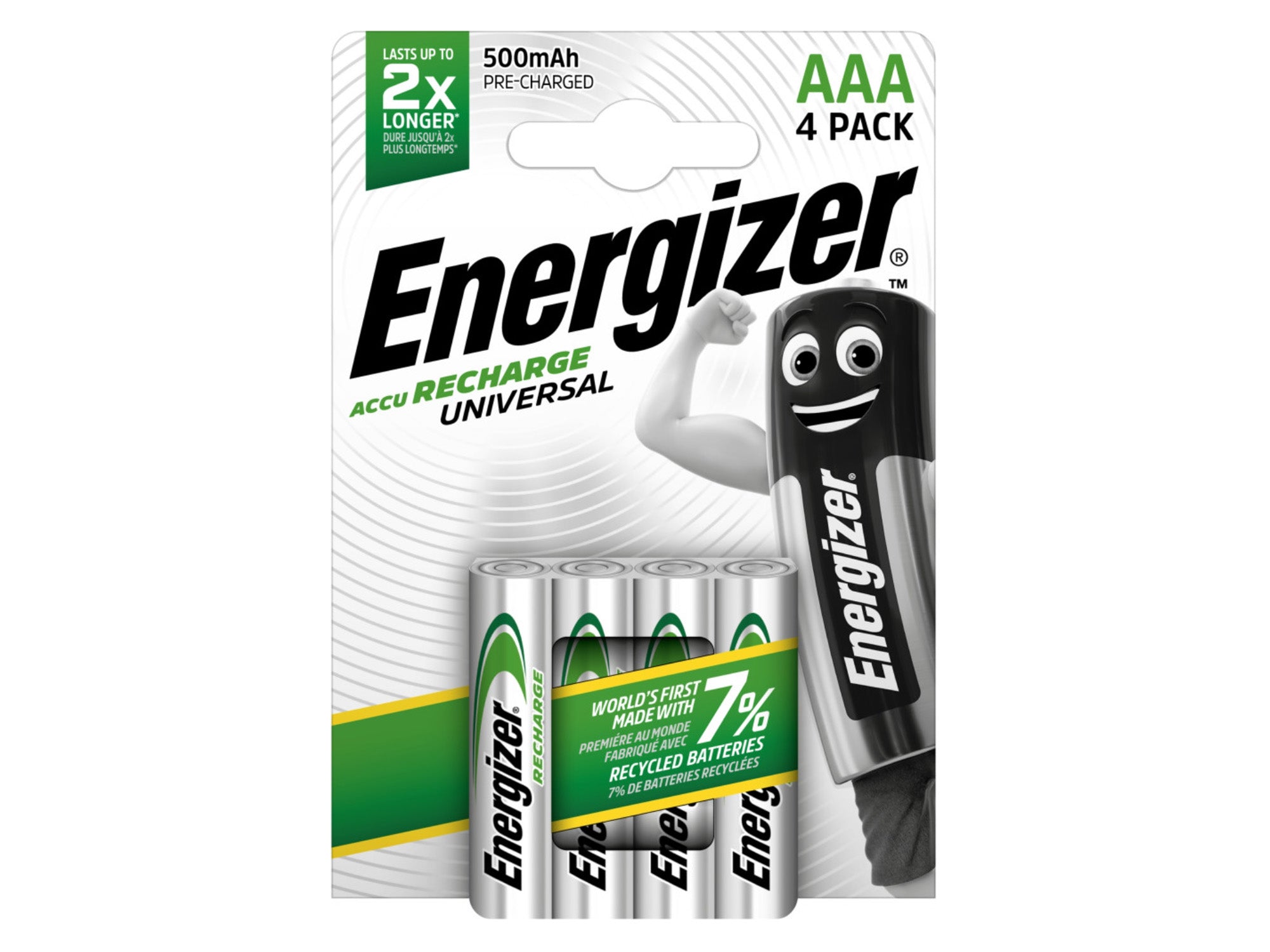 Energizer AAA 500mAh Recharge Universal Rechargeable Batteries (Pack of 4)