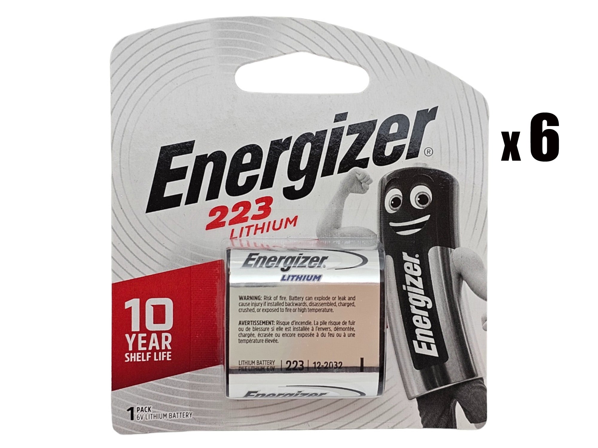 Energizer 223 (CRP2) 6V lithium Batteries - 6 Pack