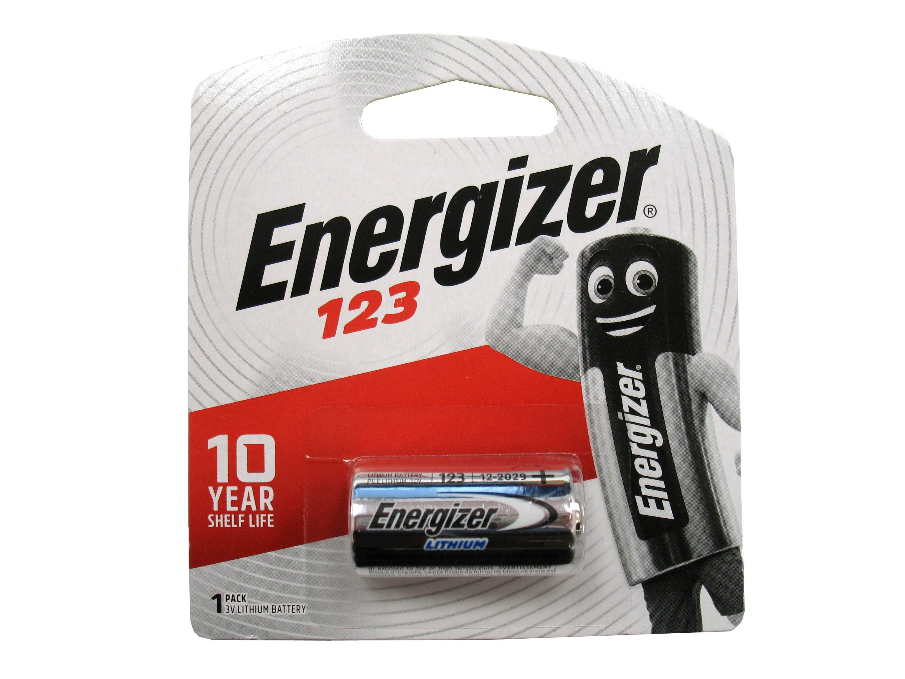 Energizer 123 (CR123, CR123A) 3V Lithium Camera Batteries - 1 Pack