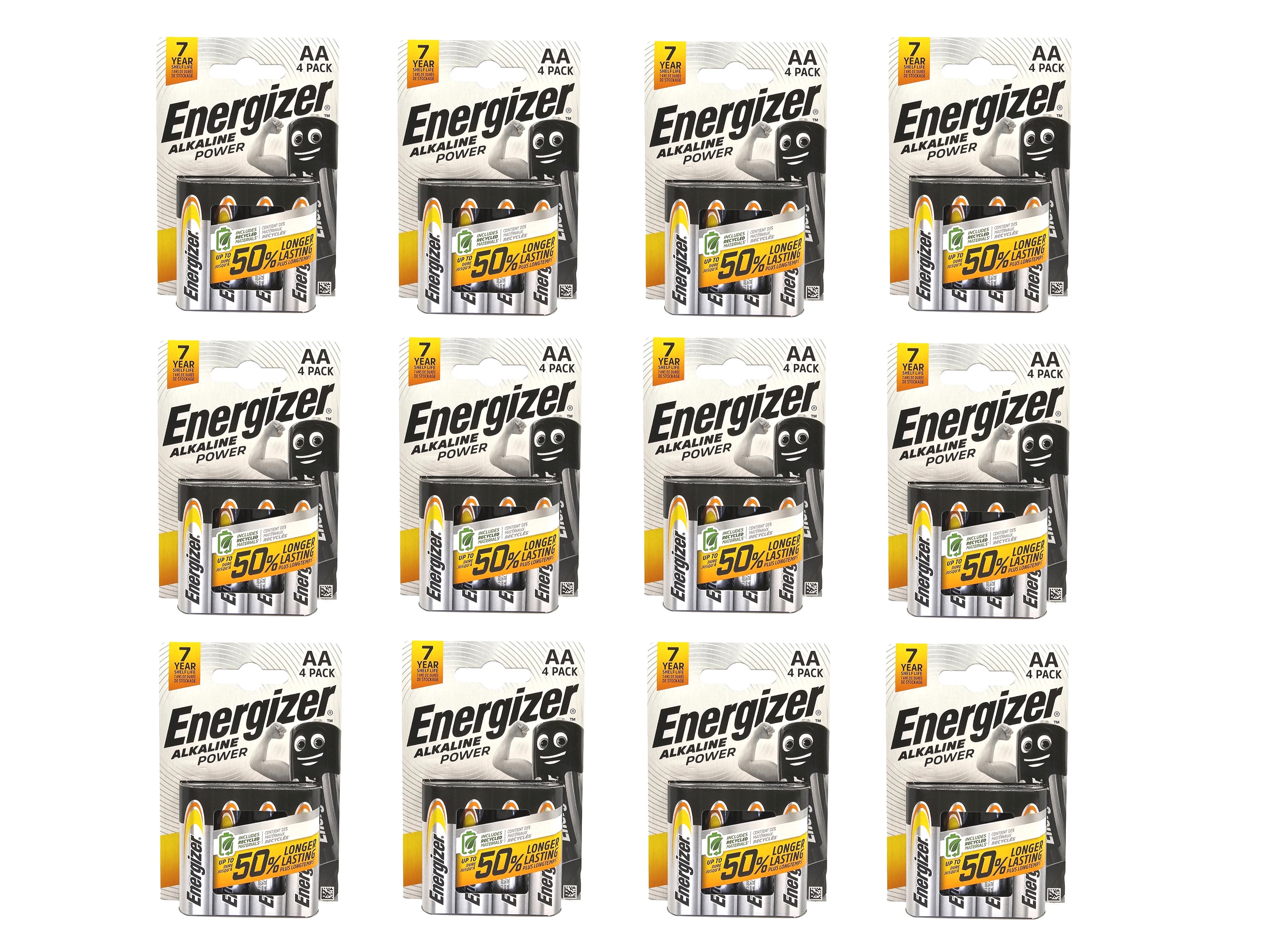 Energizer AA (LR6) Alkaline Power Batteries - 48 Pack (AA4 x 12)