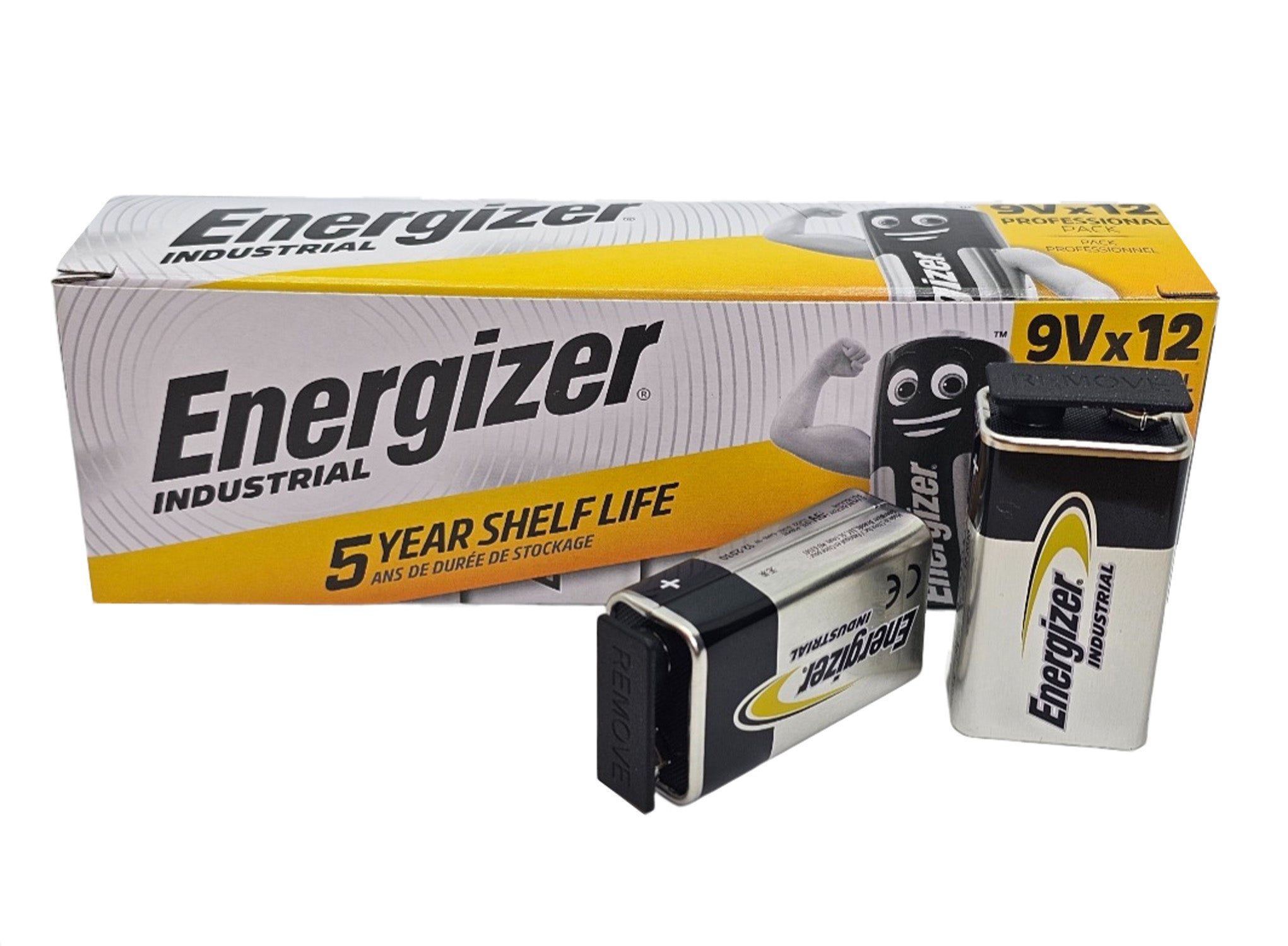 Energizer 9V (EN522, 6LR61) Industrial Alkaline Batteries - 12 Pack