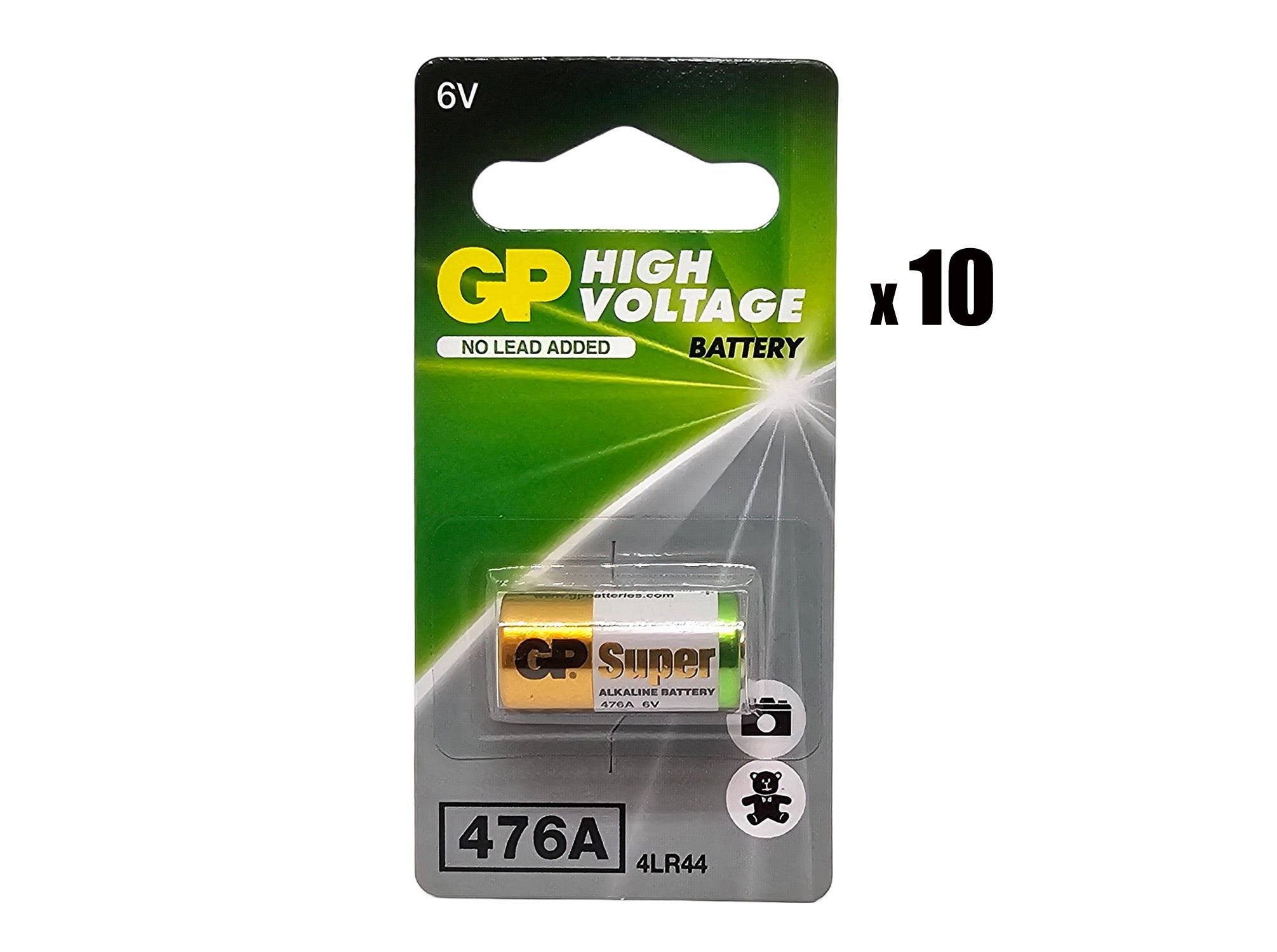 GP 476A (4LR44, 28A, A544) 6V High Voltage Alkaline Battery - 10 Pack (B1 x 10)