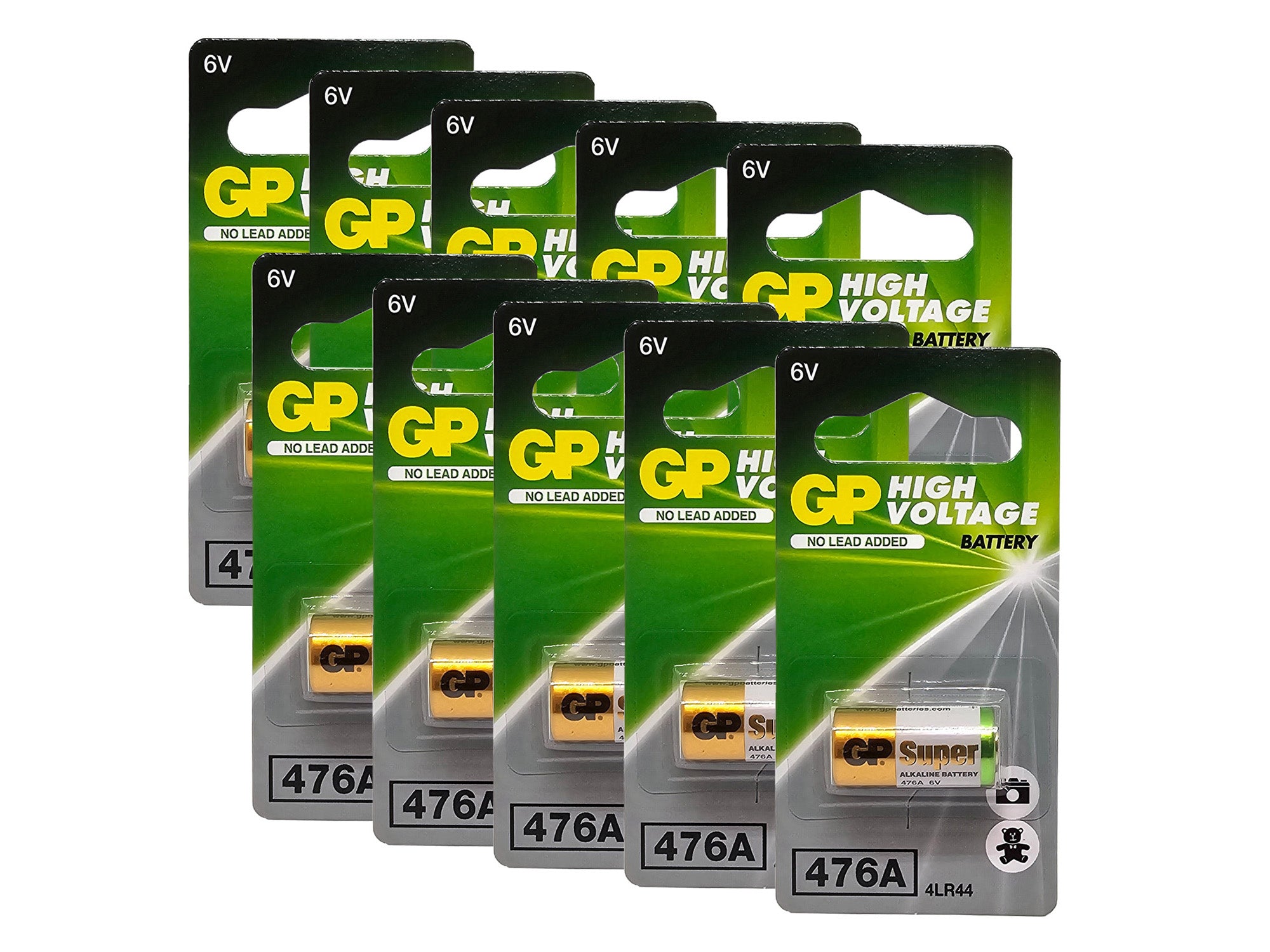 GP 476A (4LR44, 28A, A544) 6V High Voltage Alkaline Battery - 10 Pack (B1 x 10)