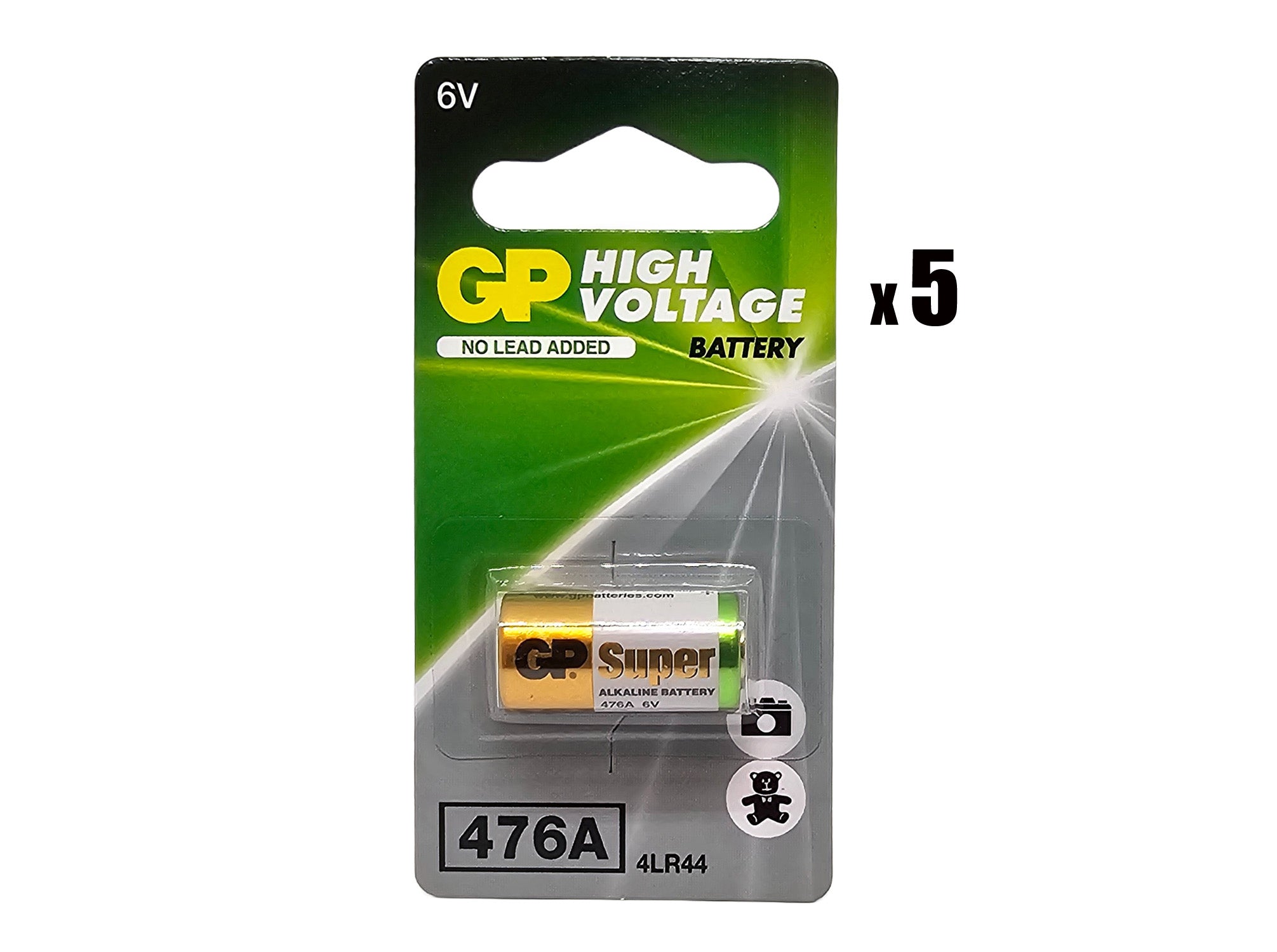 GP 476A (4LR44, 28A, A544) 6V High Voltage Alkaline Battery - 5 Pack (B1 x 5)
