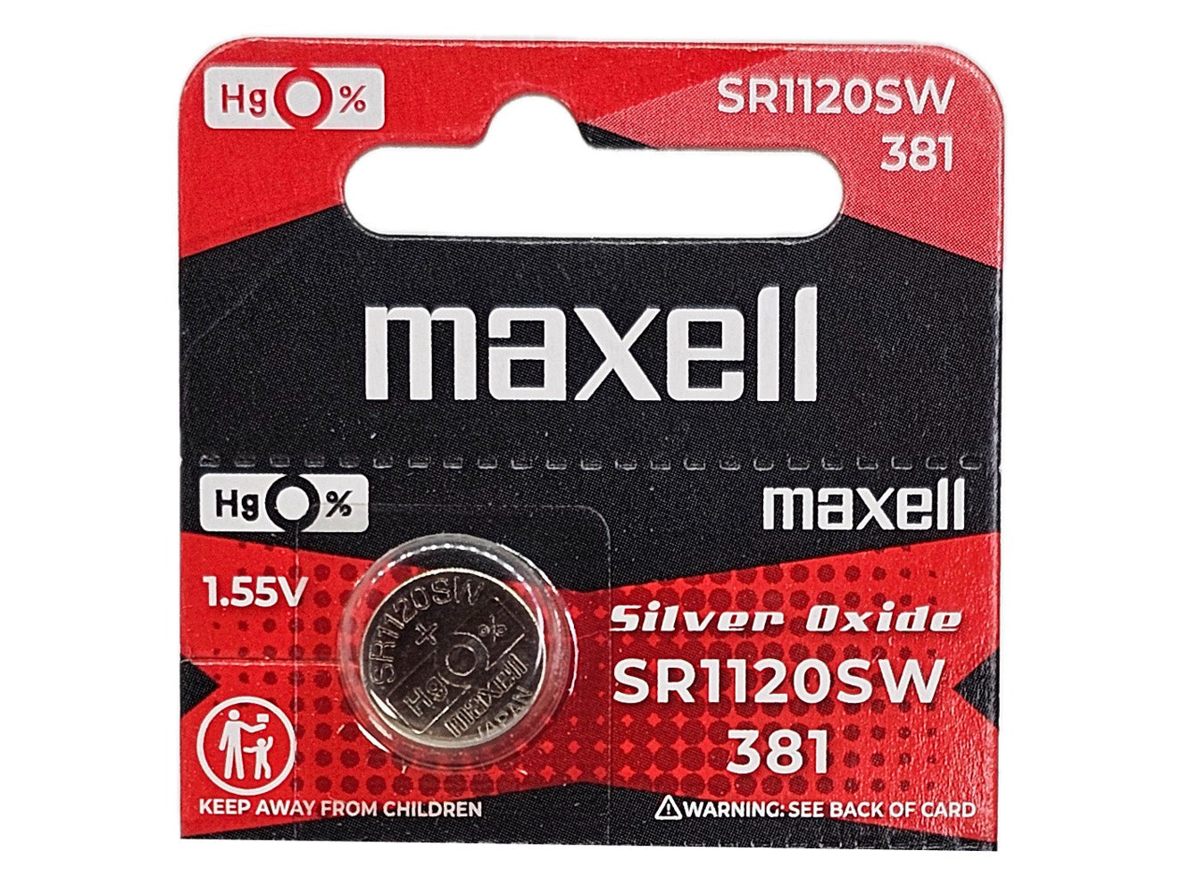 Maxell SR1120SW (381) silver oxide watch batteries - 5 Pack (B5 x 1)