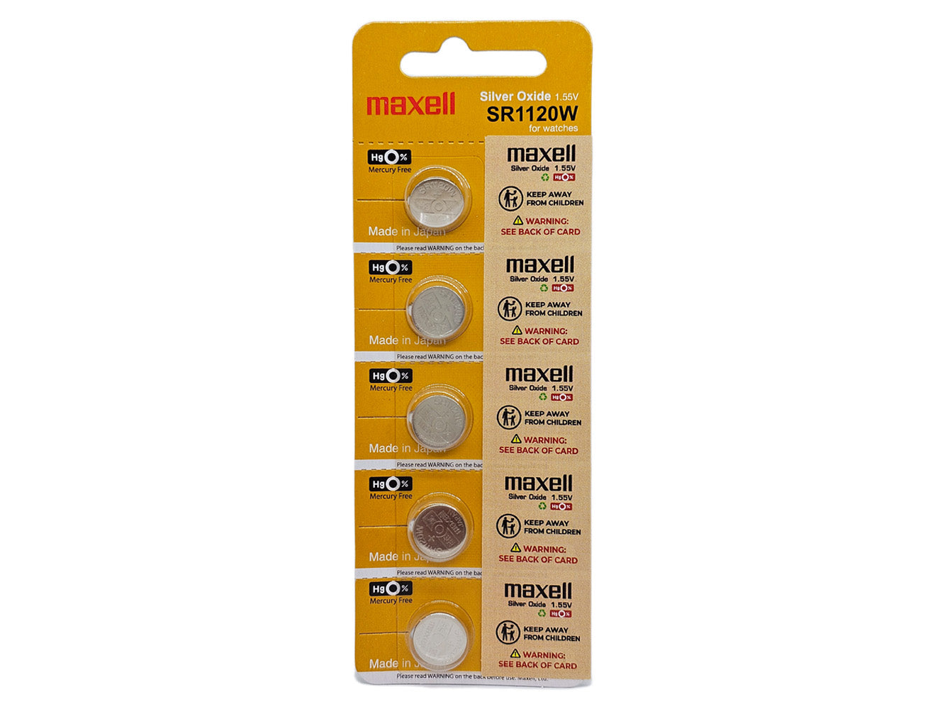 Maxell SR1120W (391) silver oxide watch batteries - 5 Pack (B5 x 1)