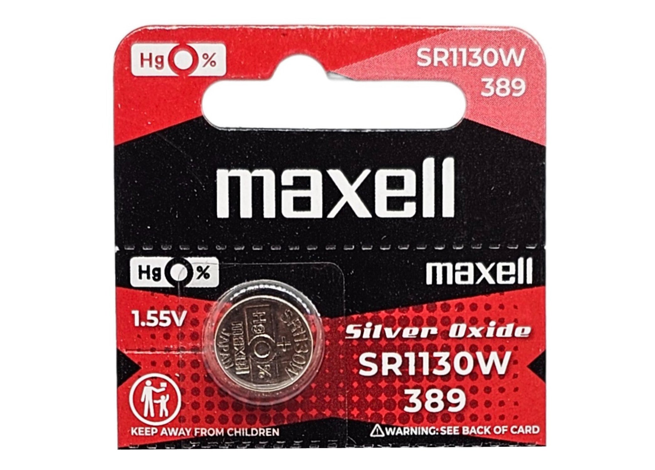 Maxell SR1130W (389) silver oxide watch batteries - 5 Pack (B5 x 1)