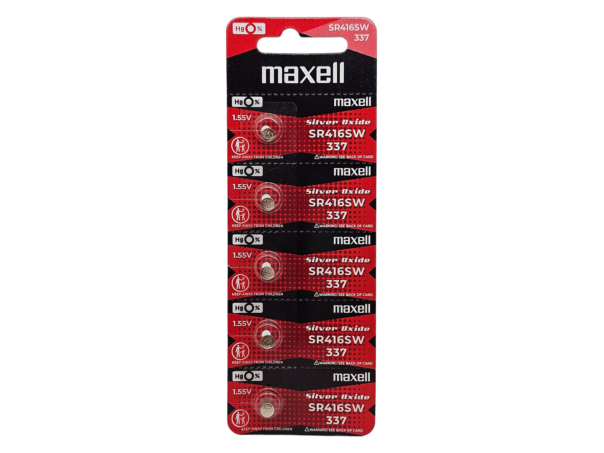 Maxell SR416SW (337) Silver Oxide - 5 watch batteries (B5 x 1)
