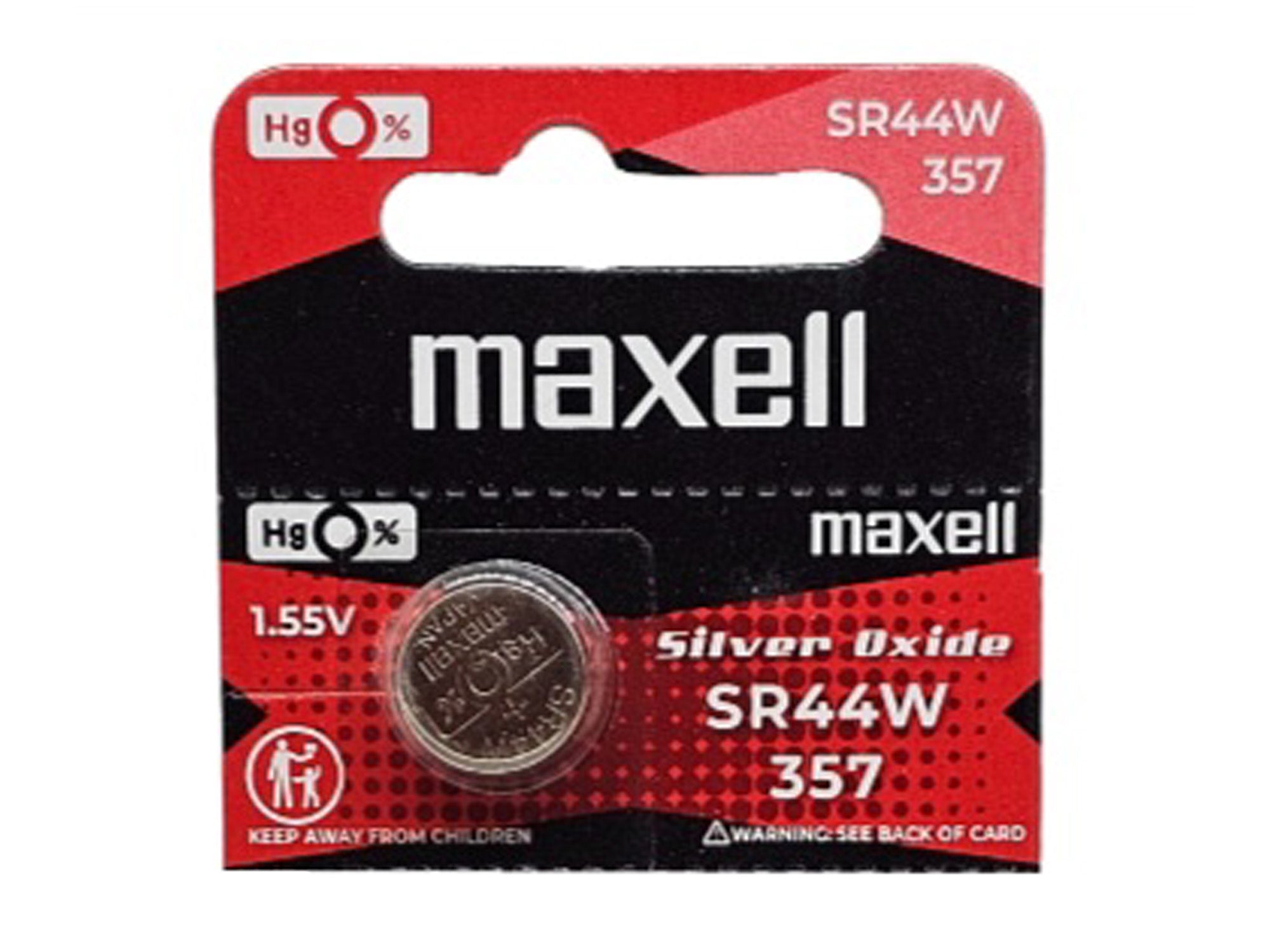 Maxell SR44W (357) Silver Oxide watch battery - 1 Pack