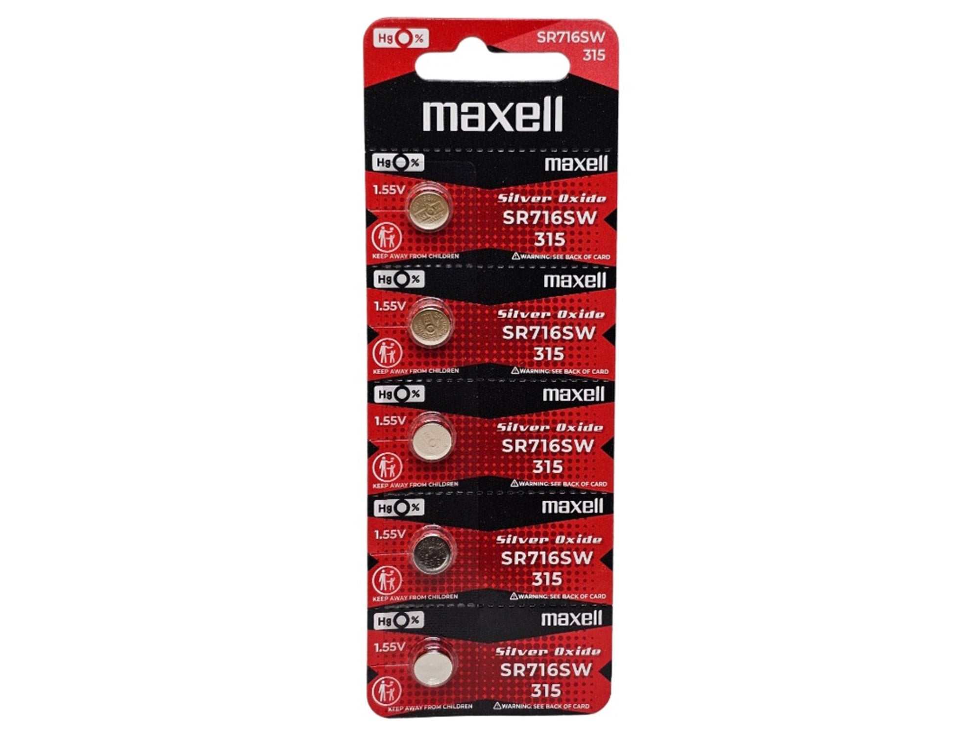 Maxell SR716SW (315) silver oxide - 5 watch batteries (B5 x 1)
