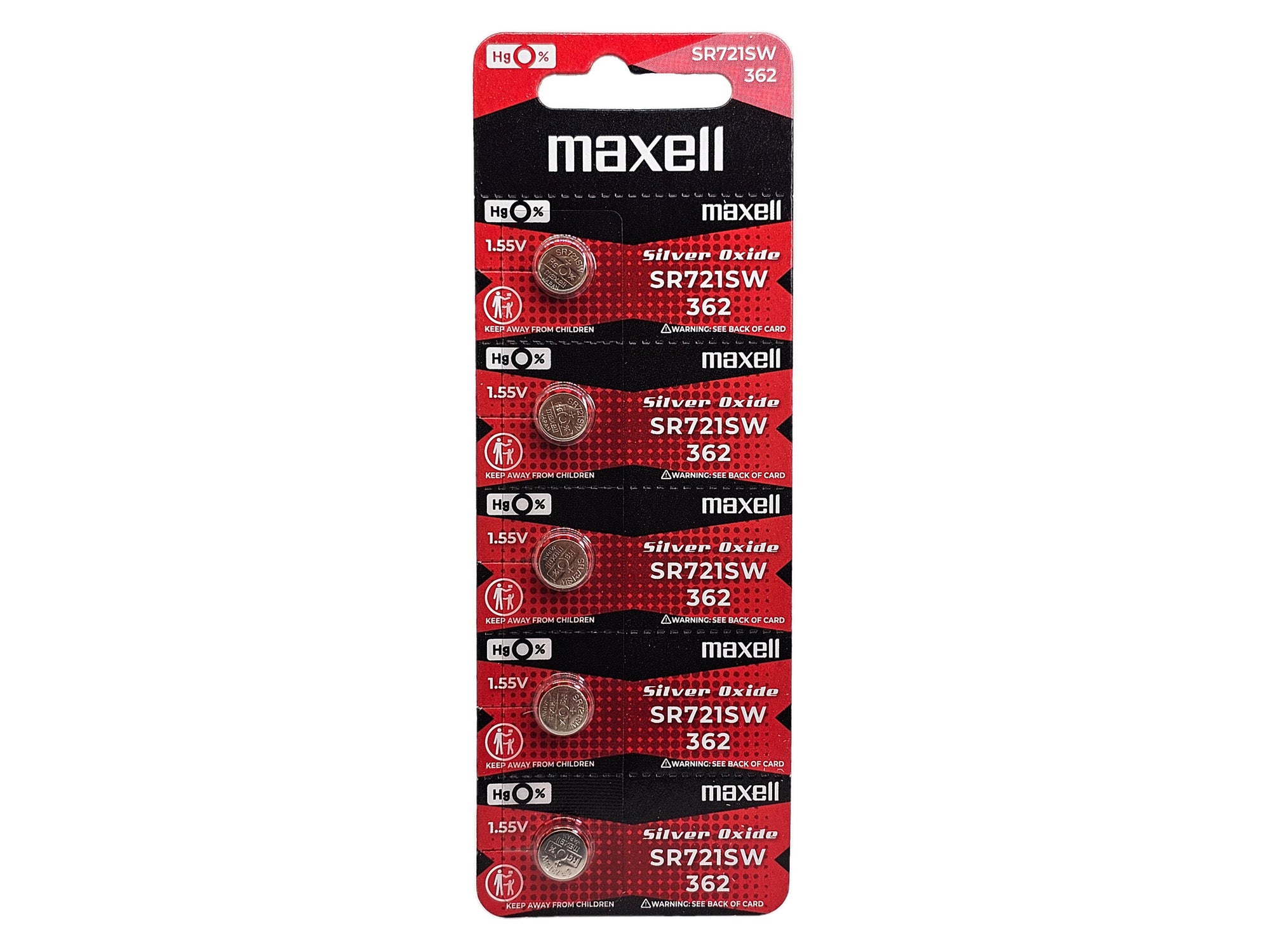 Maxell SR721SW (362) Silver Oxide - 5 Watch Batteries (B5 x 1)