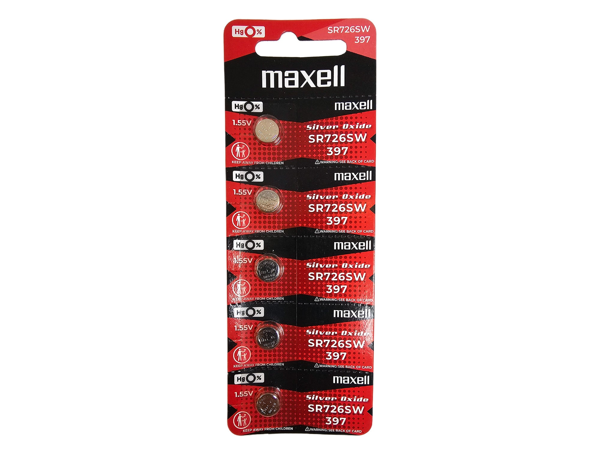 Maxell SR726SW (397) silver oxide - 5 watch batteries (B5 x 1)