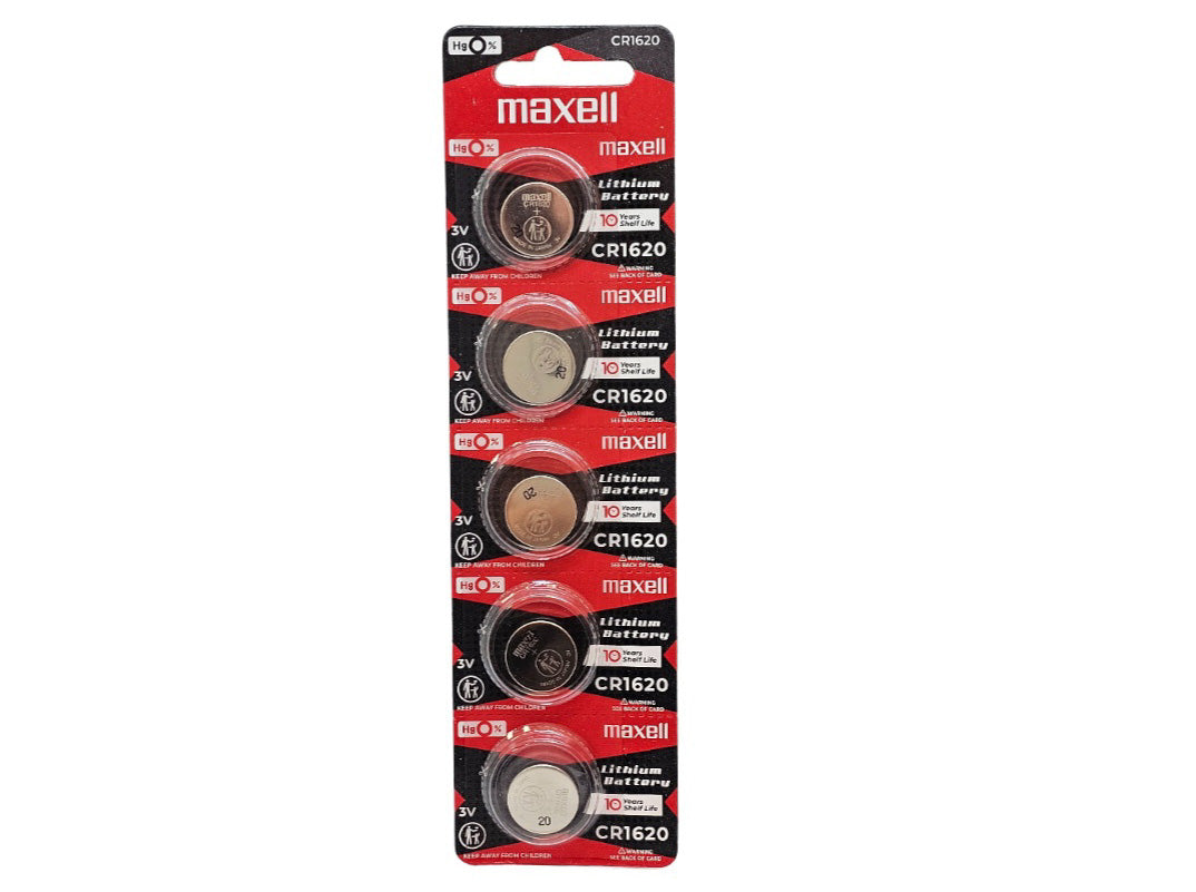 Maxell CR1620 3V Lithium Coin Battery - 5 Pack