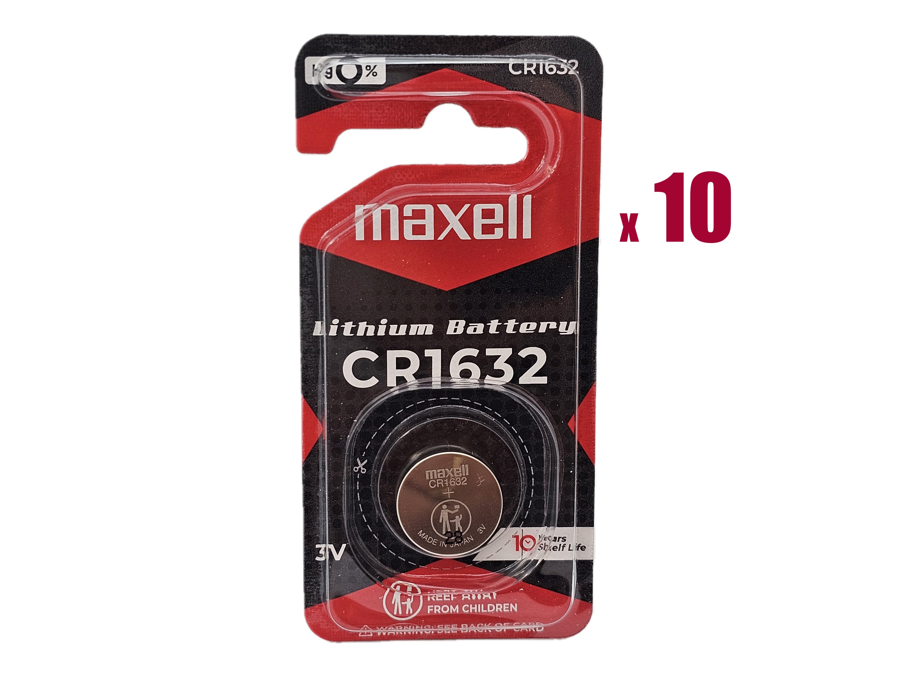 Maxell CR1632 3V Lithium Coin Battery - 10 Pack