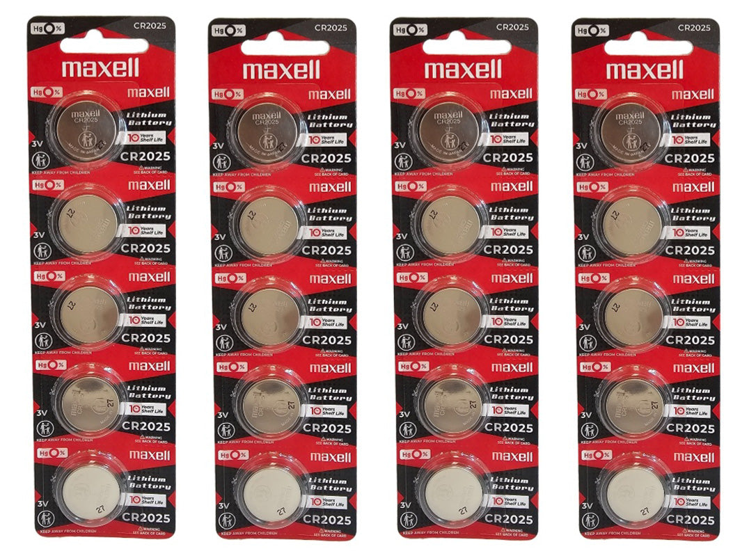 Maxell CR2025 3V Lithium  Coin Battery - 20 Pack (B5 x 4)