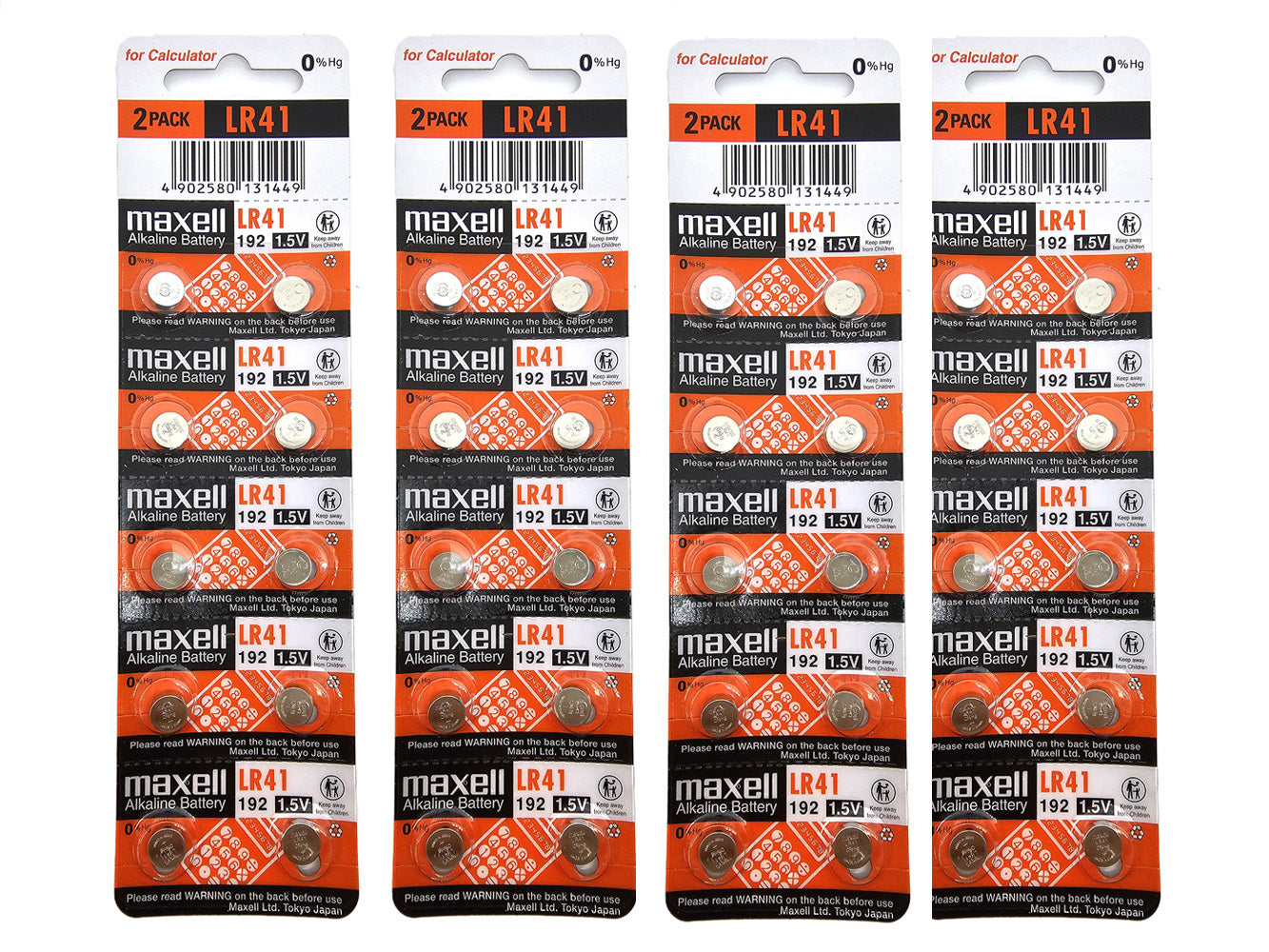 Maxell LR41 (192, AG3) 1.5V Alkaline Batteries - 40 Pack (B10 x 4)