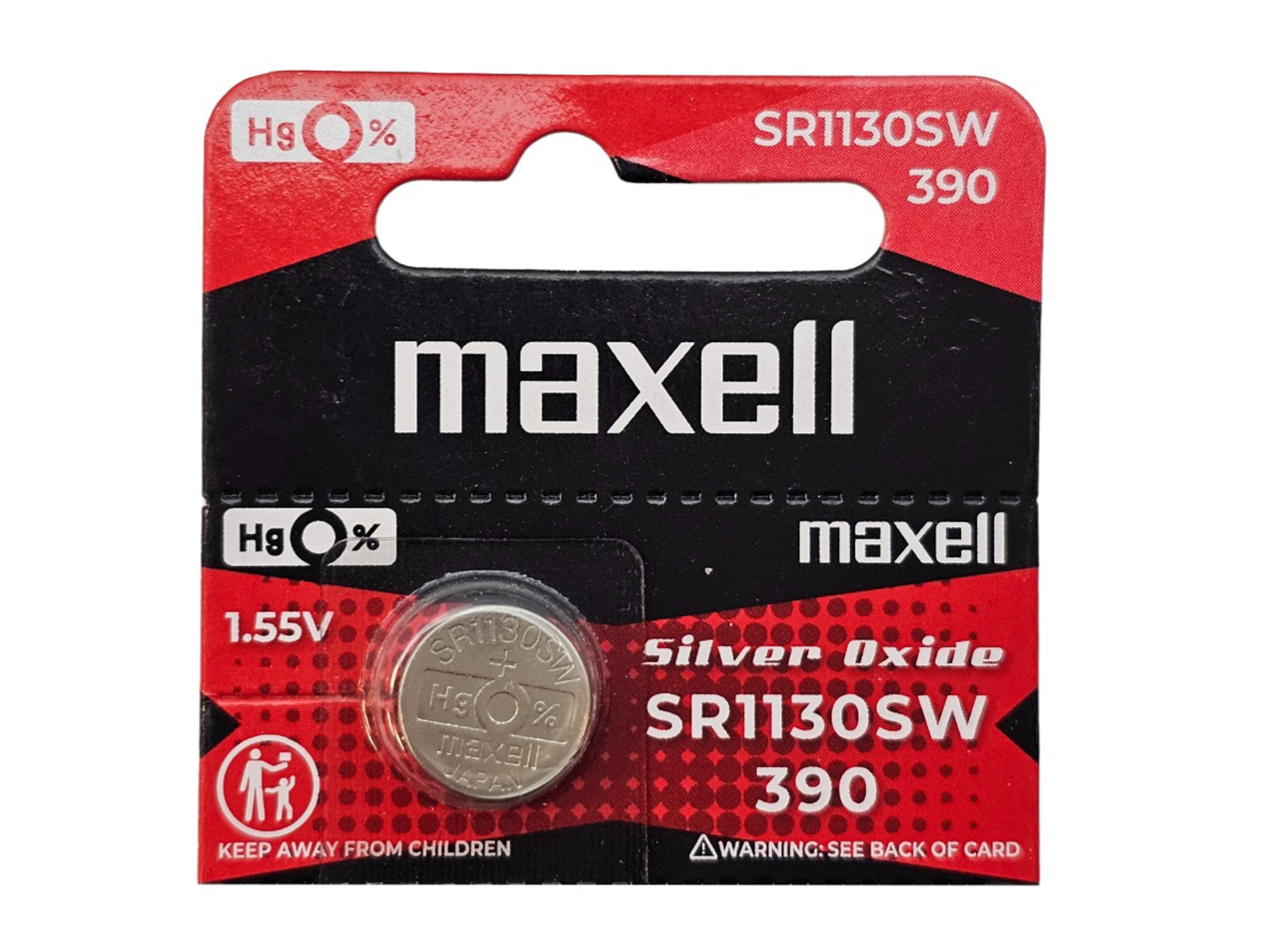 Maxell SR1130SW (390) Silver Oxide 1.55V Watch Battery - 1 Pack