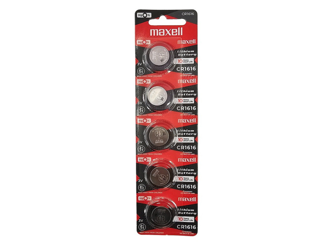 Maxell CR1616 3V Lithium Coin batteries - 5 Pack