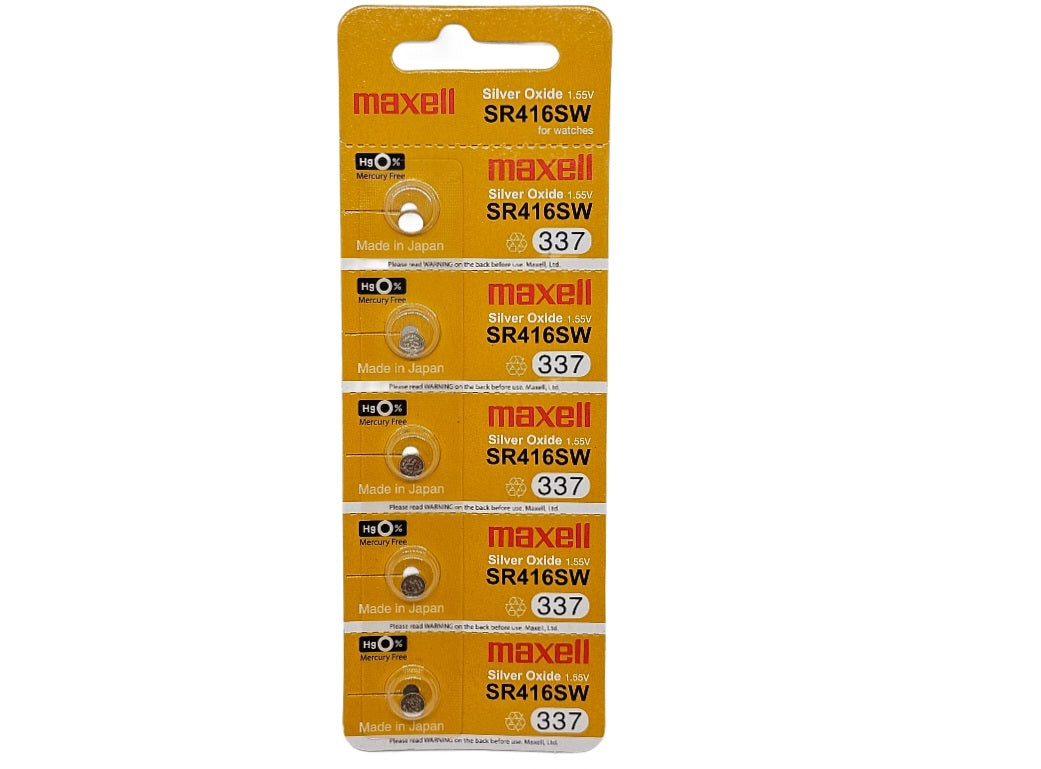 Maxell SR416SW (337) Silver Oxide - 5 watch batteries (B5 x 1)
