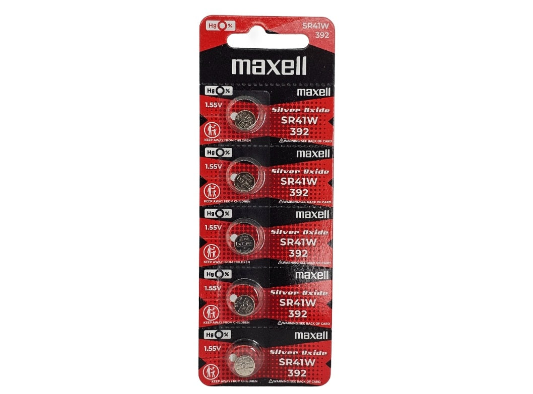 Maxell SR41W (392) silver oxide - 5 watch batteries (B5 x 1)