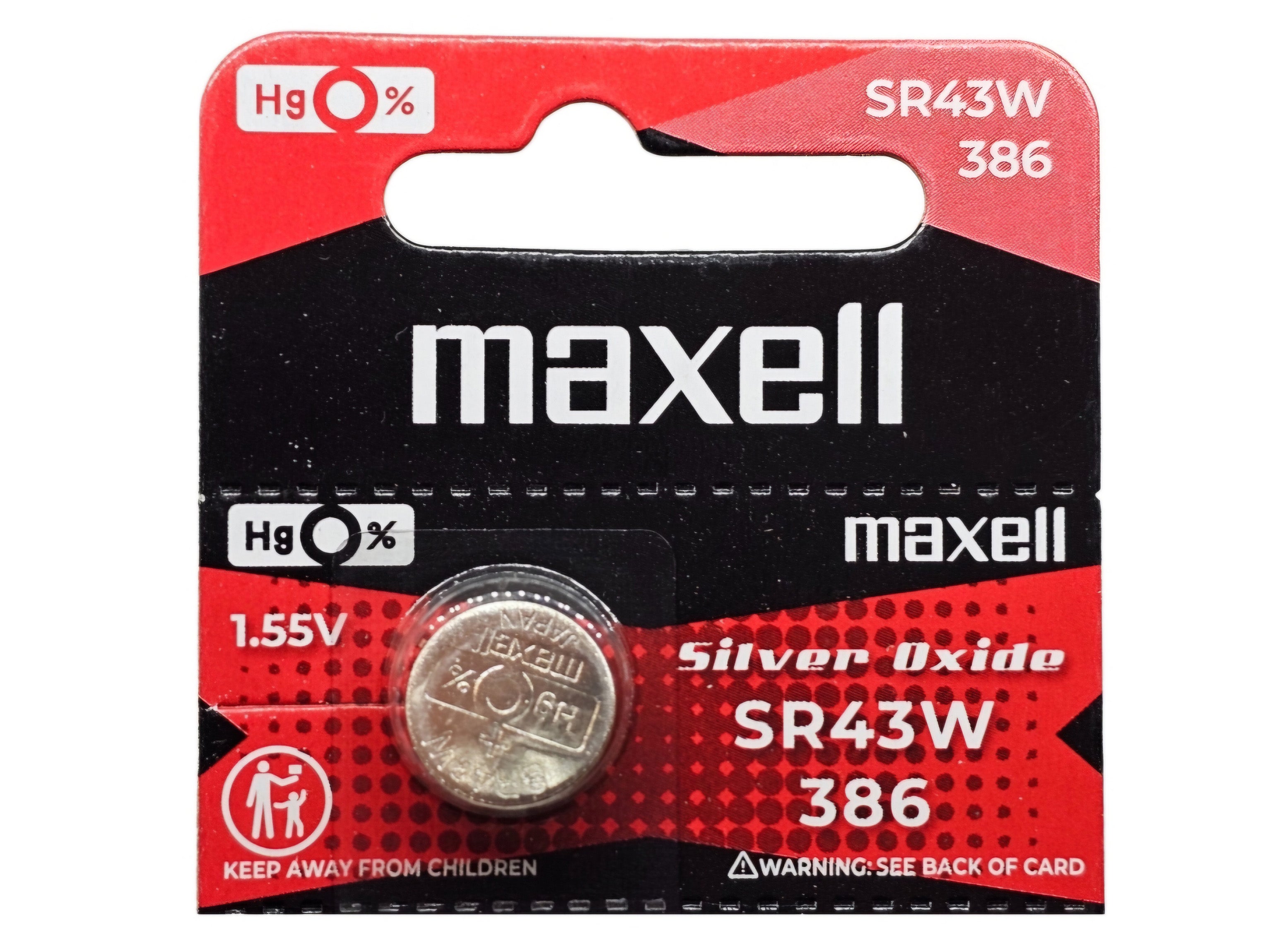 Maxell SR43W (386) Silver Oxide watch battery