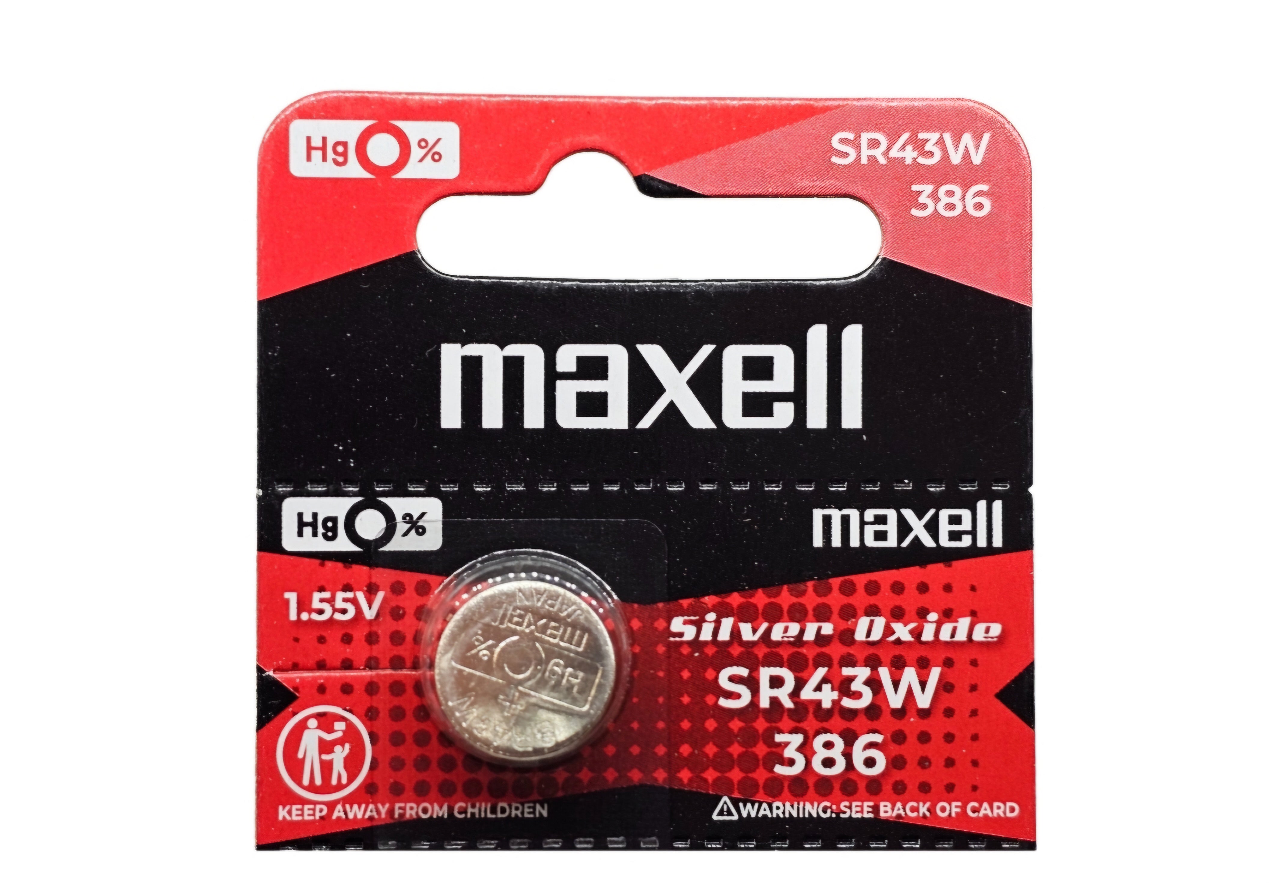 Maxell SR43W (386) Silver Oxide - 5 watch batteries (B5 x 1)