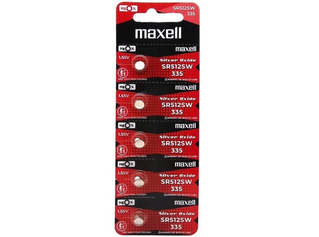 Maxell SR512SW (335) Silver Oxide 1.55V watch battery - 5 Pack (B5 x 1)