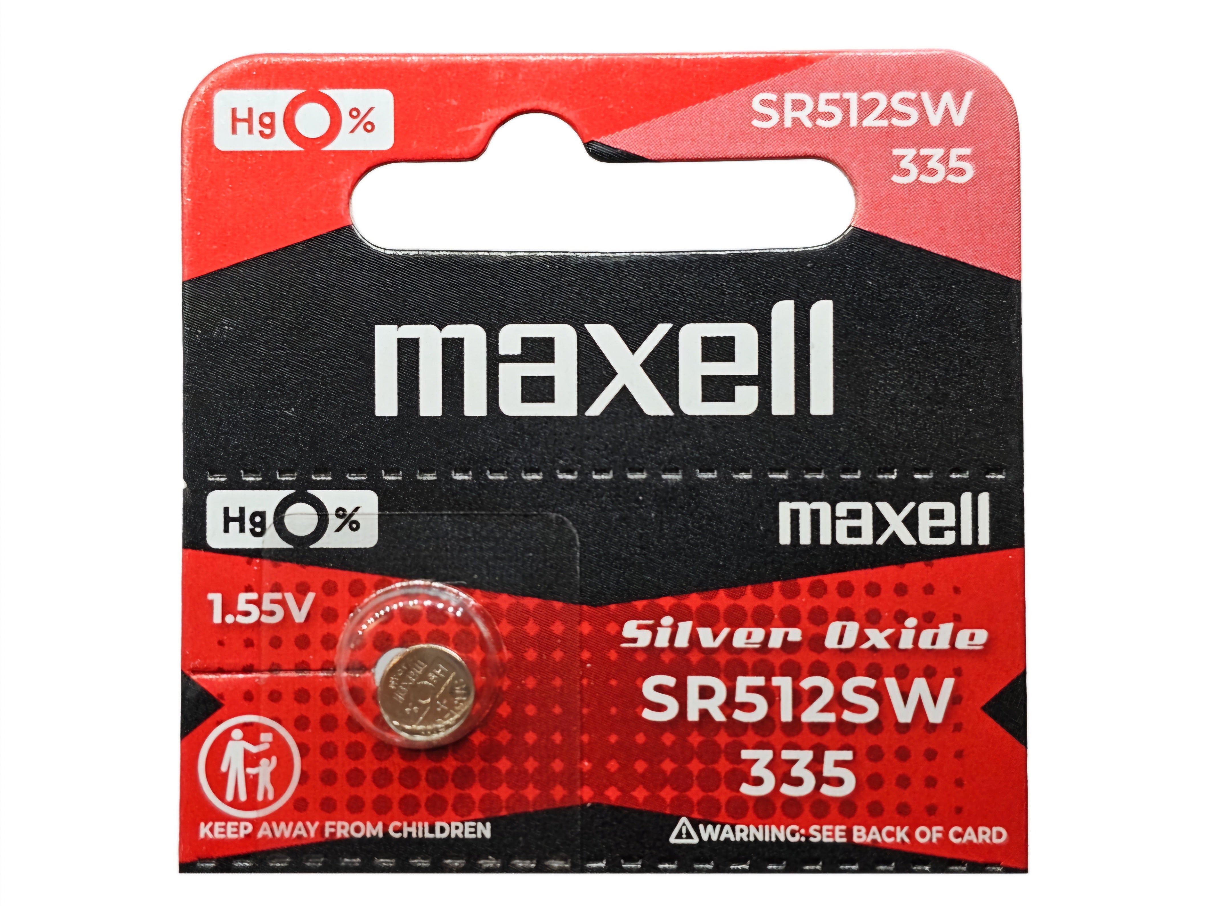 Maxell SR512SW (335) Silver Oxide 1.55V watch battery - 1 Pack