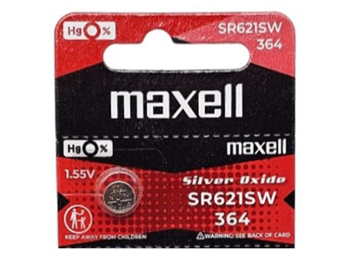 Maxell SR621SW (364) Silver Oxide 1.55V watch battery - 10 Pack (B5 x 2)