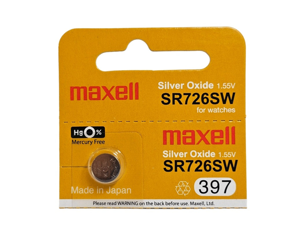 Maxell SR726SW (397) silver oxide - 10 watch batteries (B5 x 2)
