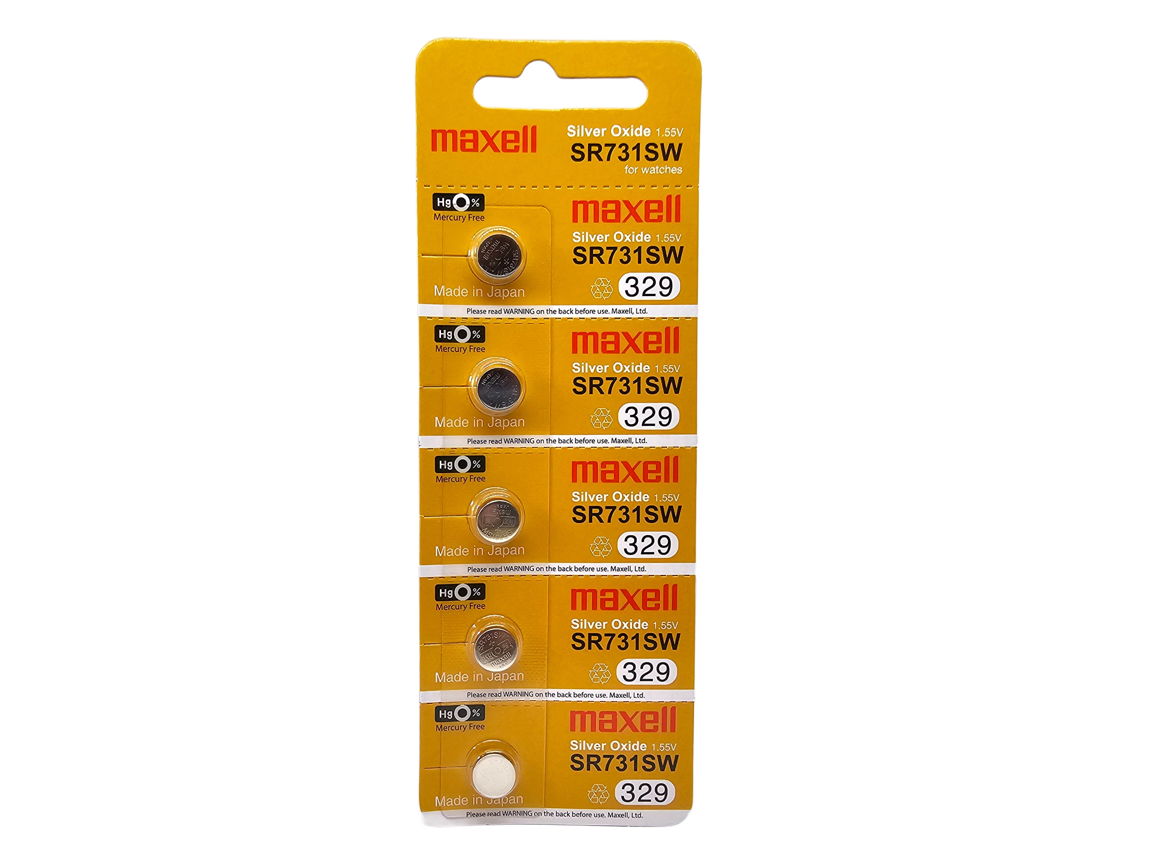 Maxell SR731SW (329) silver oxide - 5 watch batteries (B5 x 1)