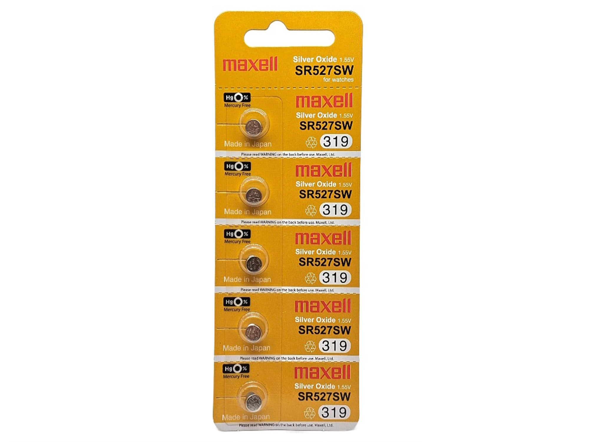 Maxell SR527SW (319) Silver Oxide - 5 watch batteries (B5 x 1)