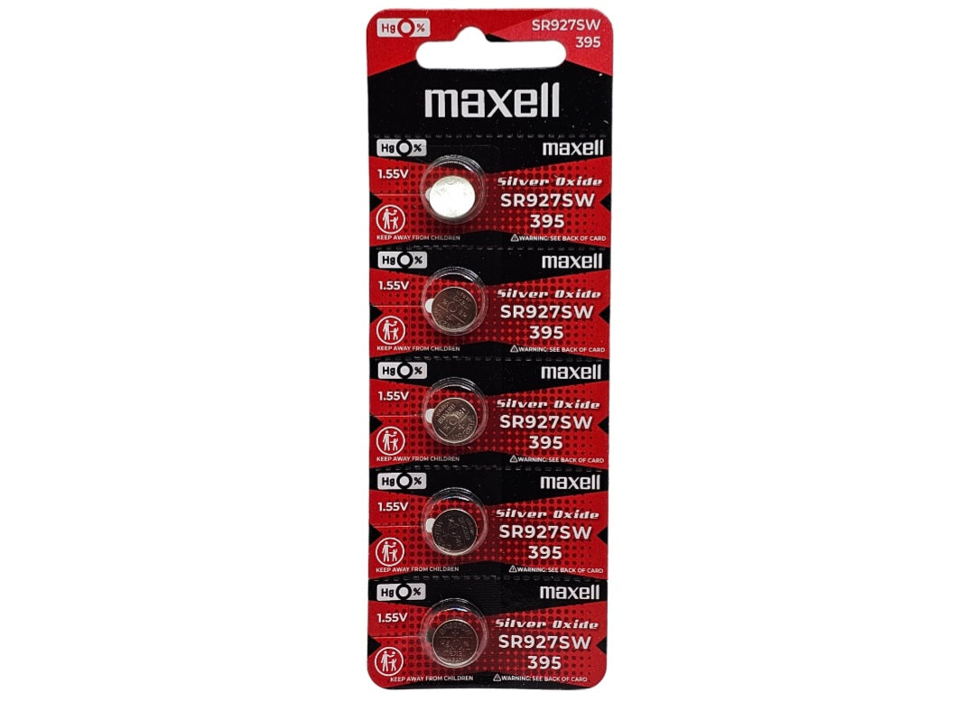 Maxell SR927SW (395) Silver Oxide watch battery - 5 Pack (B5 x 1)