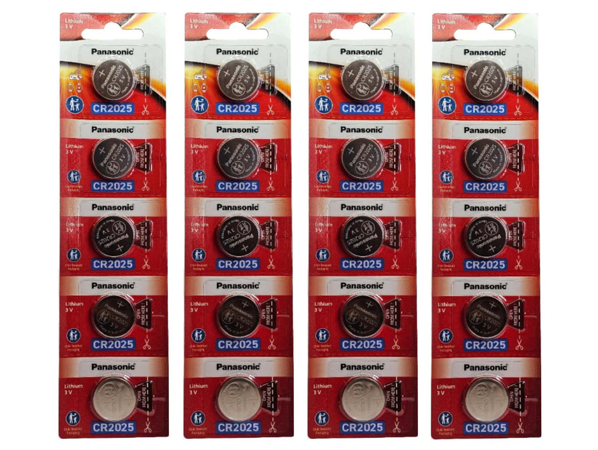 Panasonic CR2025 3V Lithium Coin Batteries - 20 Pack (B5 x 4)