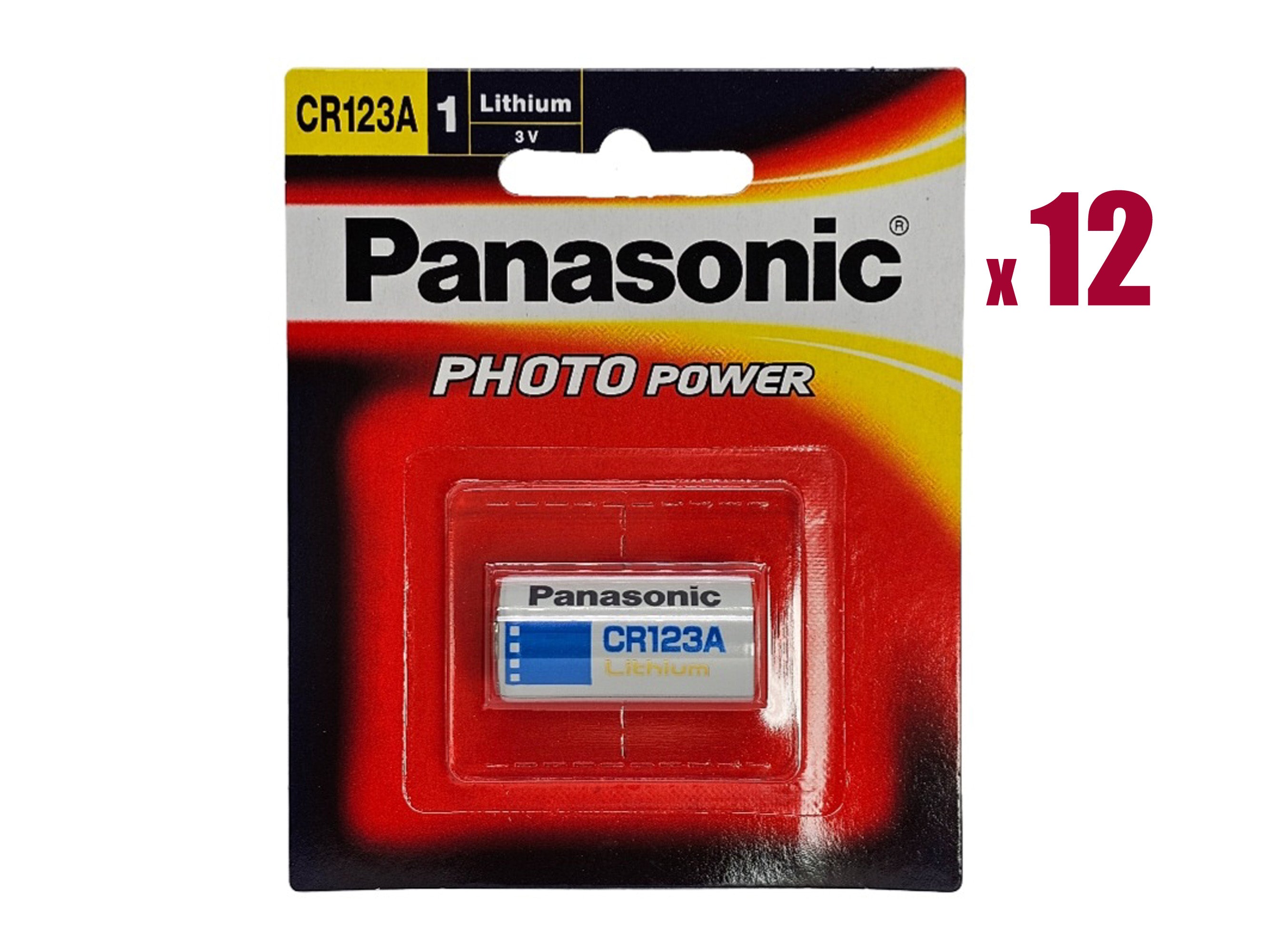 Panasonic CR123A (CR123) 3V Lithium Camera Photo Battery - 12 Pack