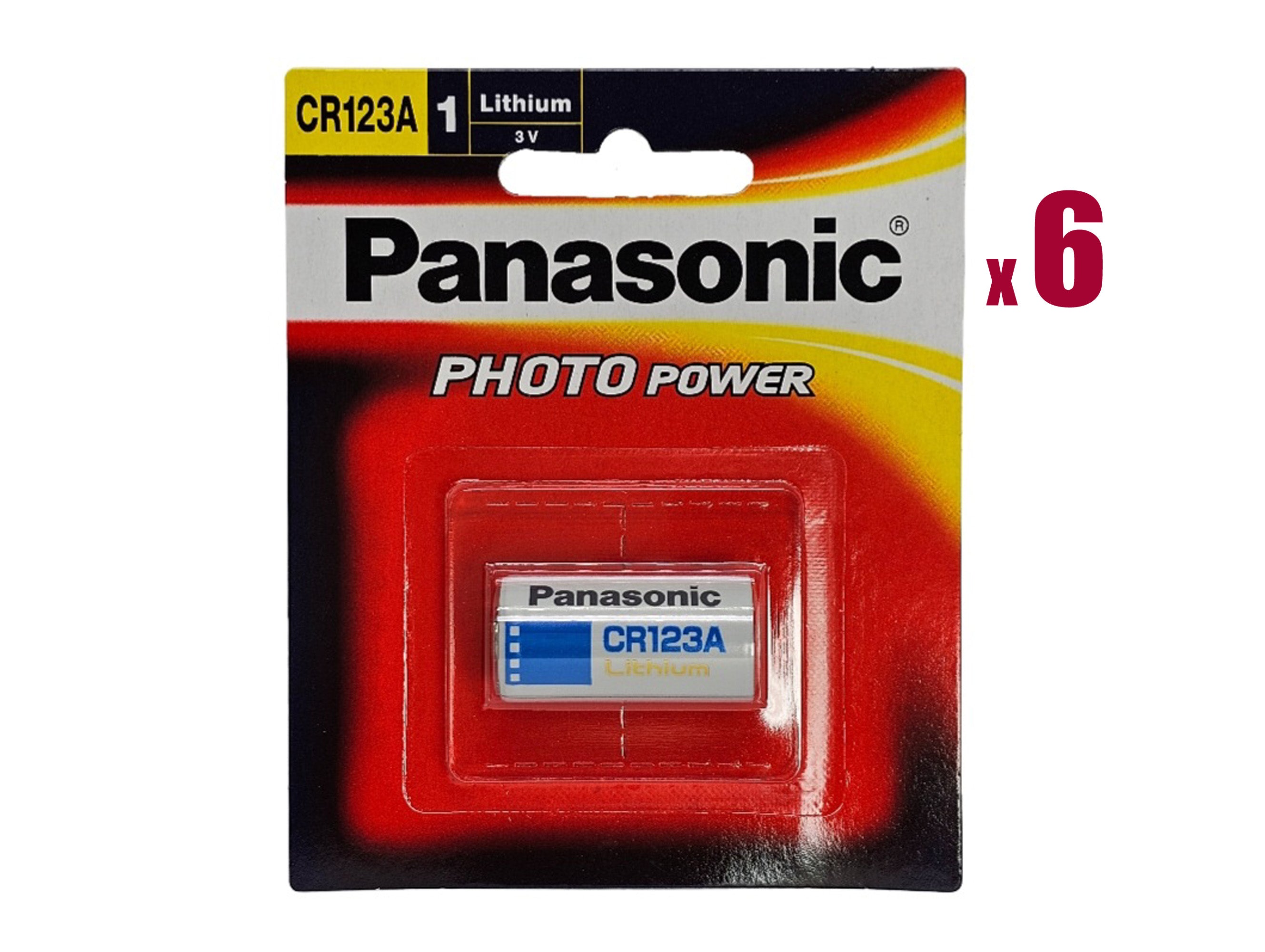 Panasonic CR123A (CR123) 3V Lithium Camera Photo Battery - 6 Pack