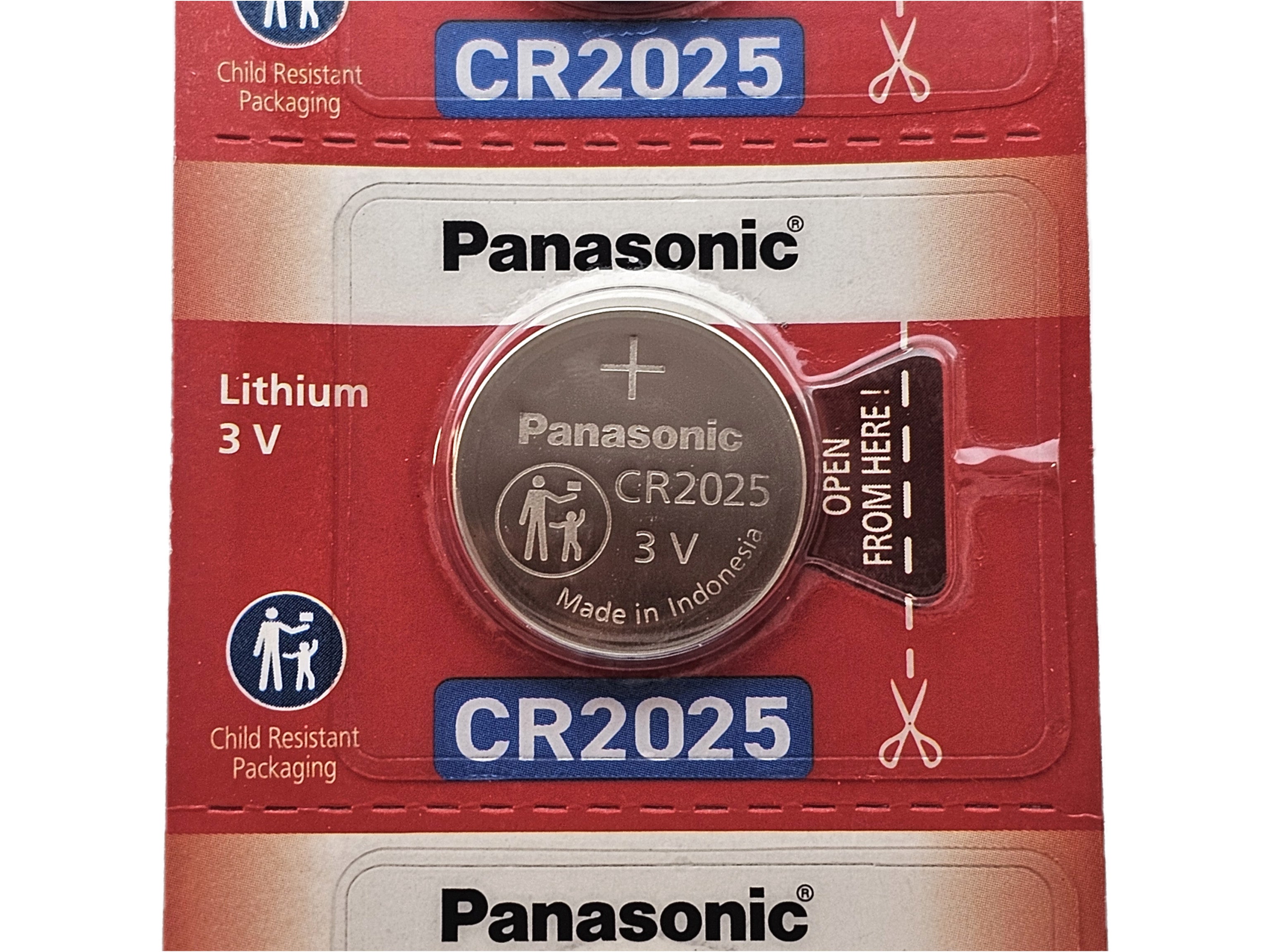 Panasonic CR2025 3V Lithium Coin Battery - 5 Pack