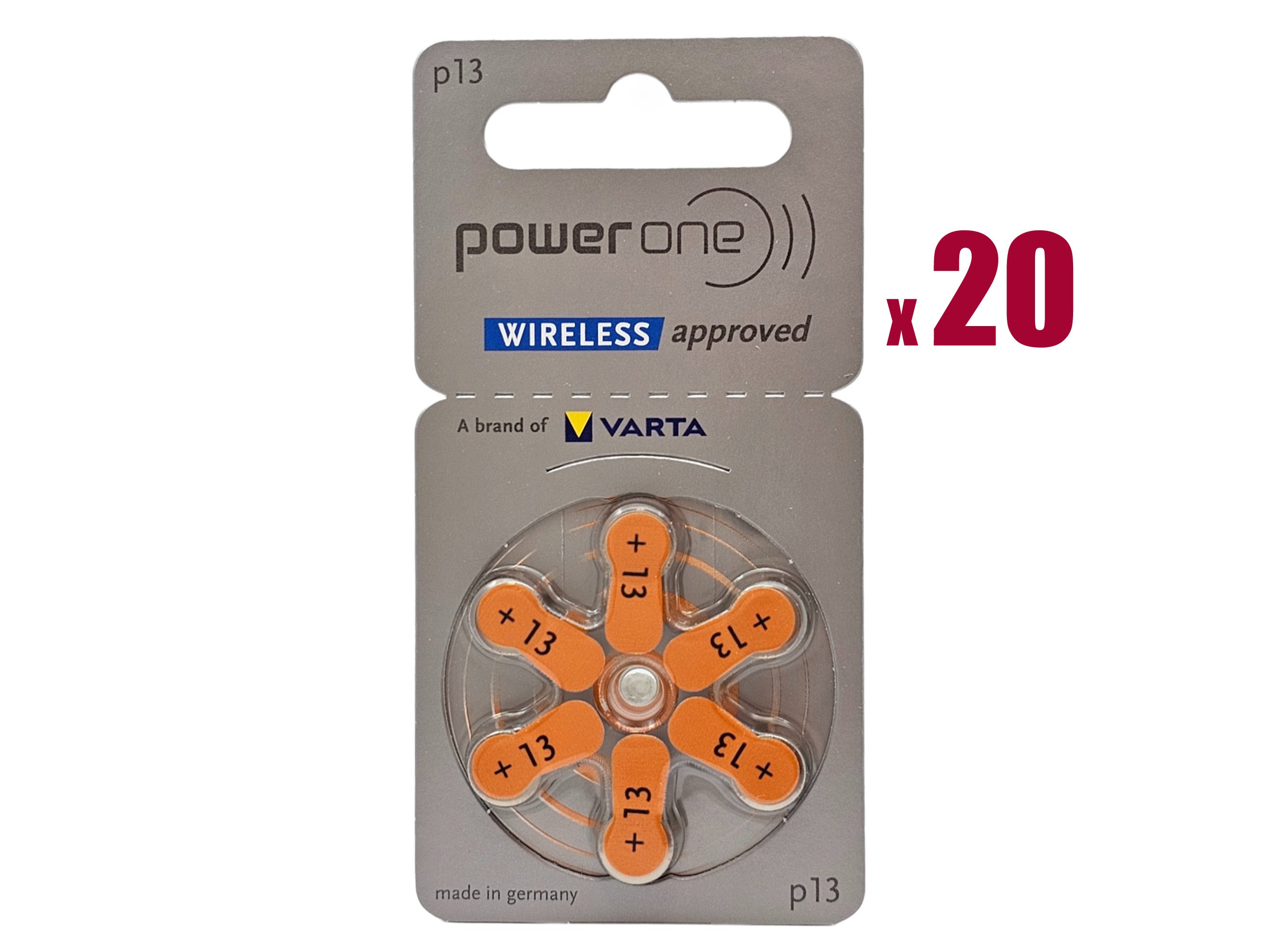 Powerone P13 (PR48, size 13) Hearing Aid Batteries - 120 Pack (2 box)