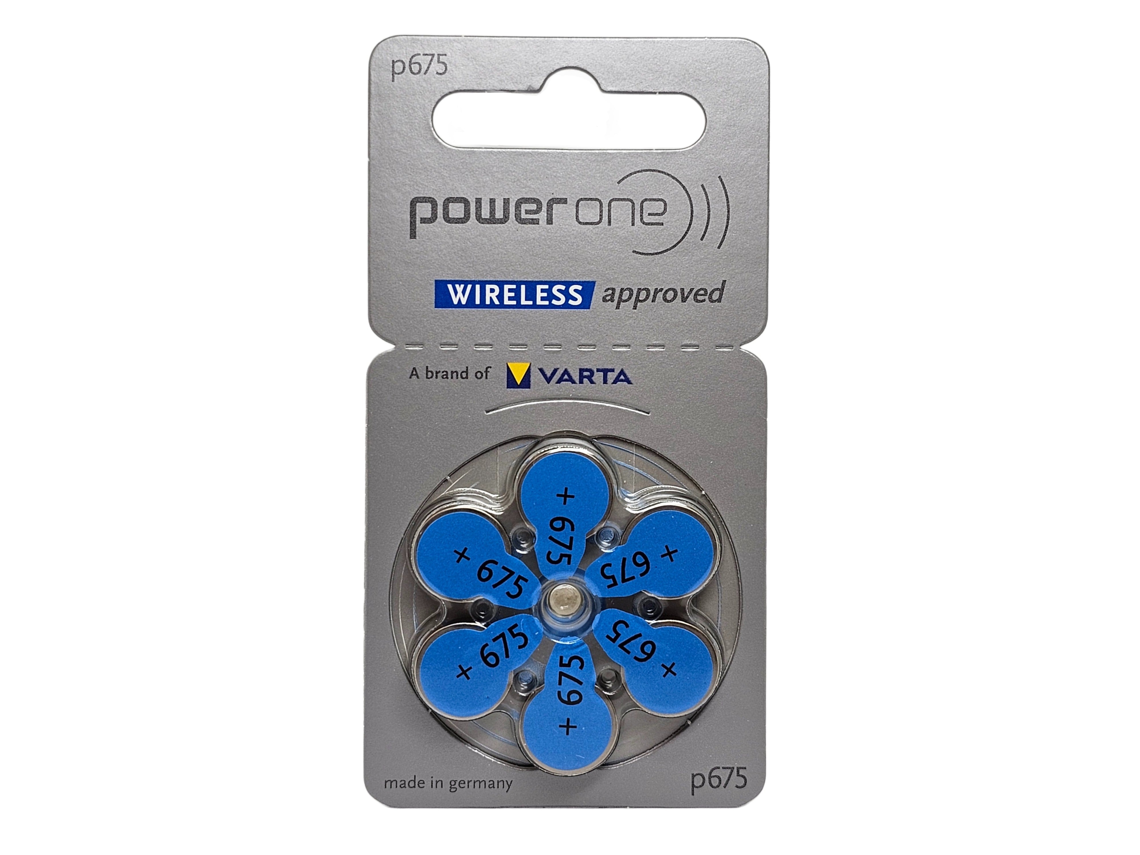 PowerOne P675 (PR44, size 675) Hearing Aid Batteries - 6 Pack (B6 x 1)