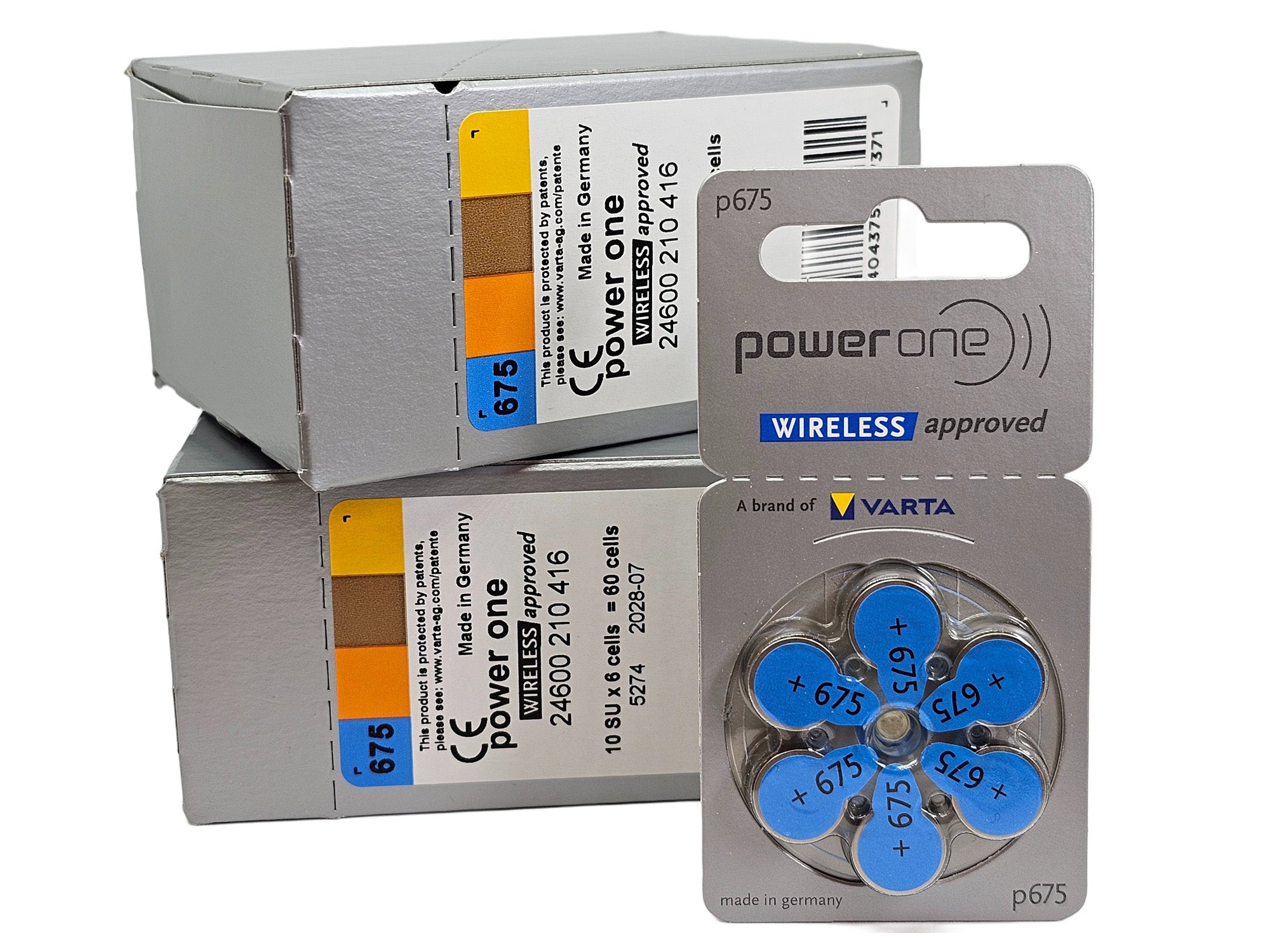 PowerOne P675 (PR44, size 675) Zinc Air Hearing Aid Batteries - 120 Pack (2 boxes)