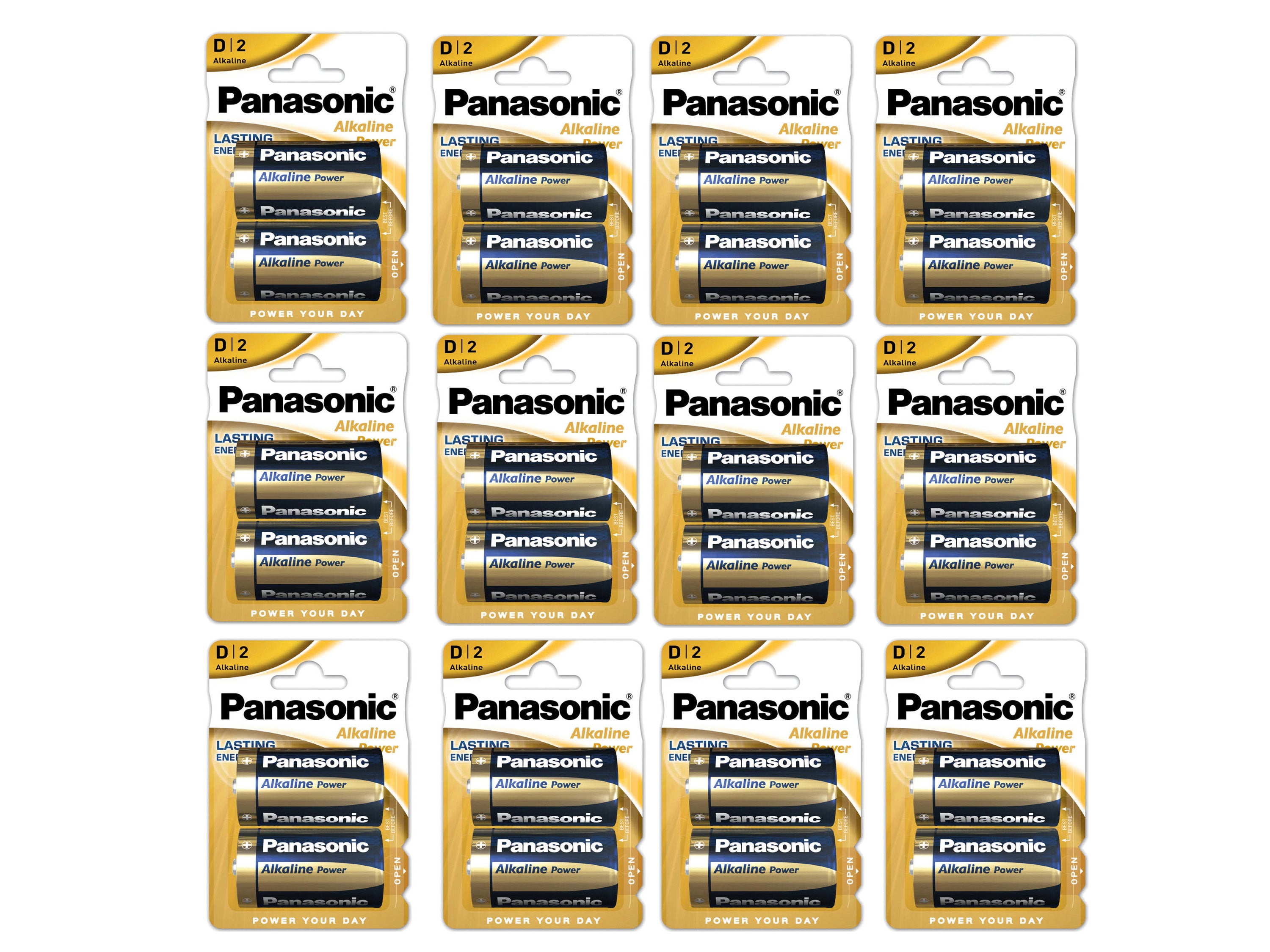 Panasonic D size (LR20) Alkaline Power Batteries - 24 Pack (D2 x 12)