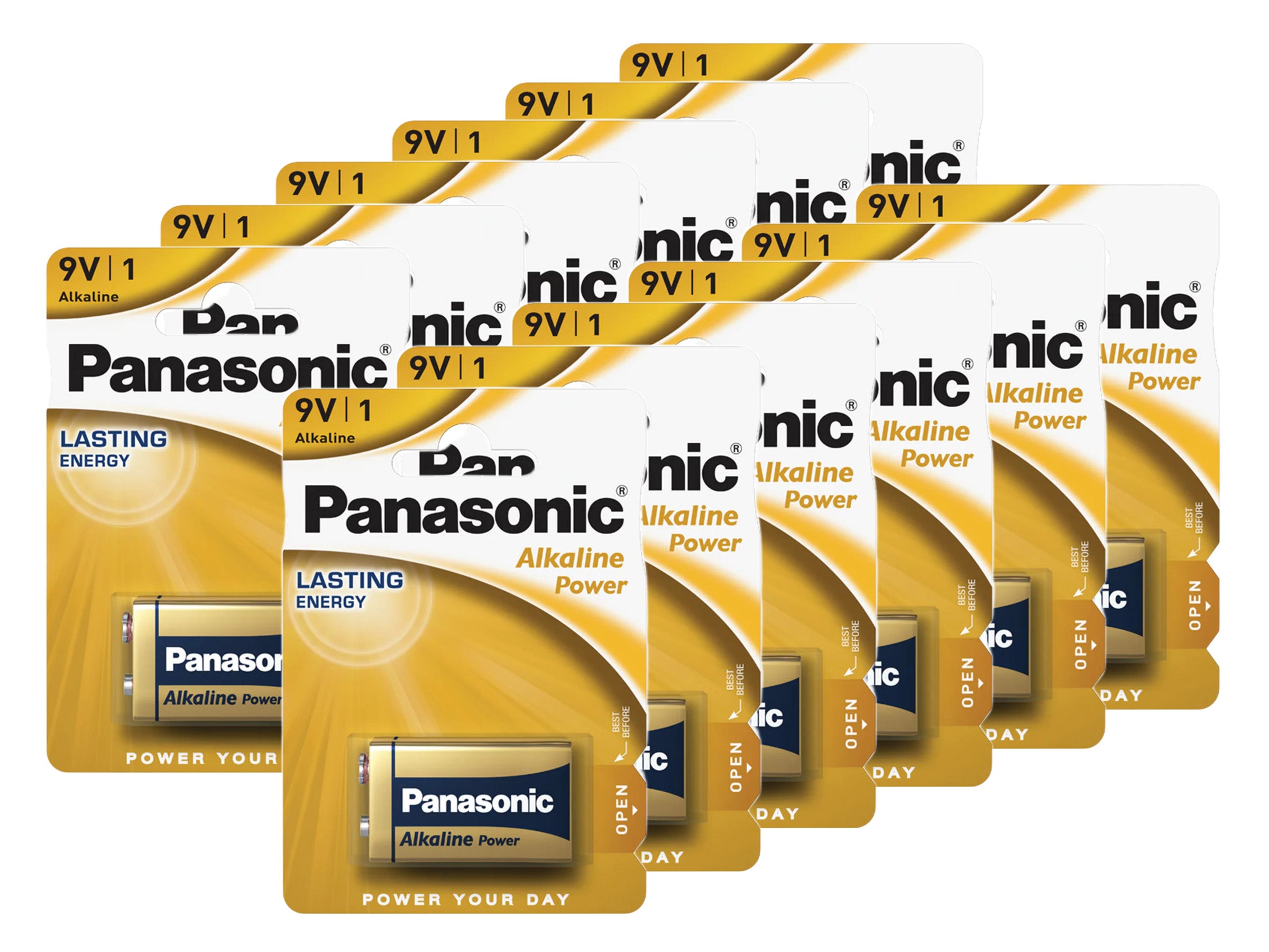 Panasonic 9V (6LR61) Alkaline Power Batteries - 12 Pack (9v1 x 12)