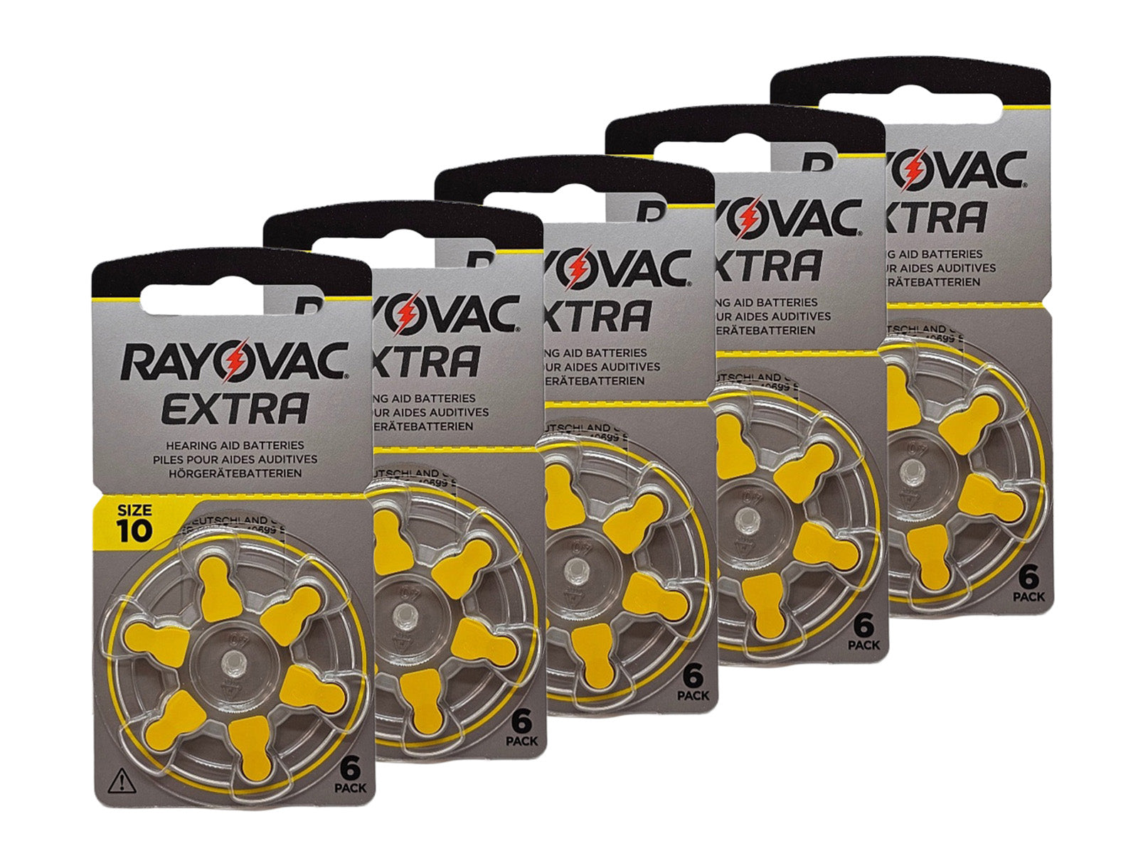 Rayovac Extra P10 (PR70, size 10) Zinc Air Hearing Aid - 30 batteries (BP6 x 5)