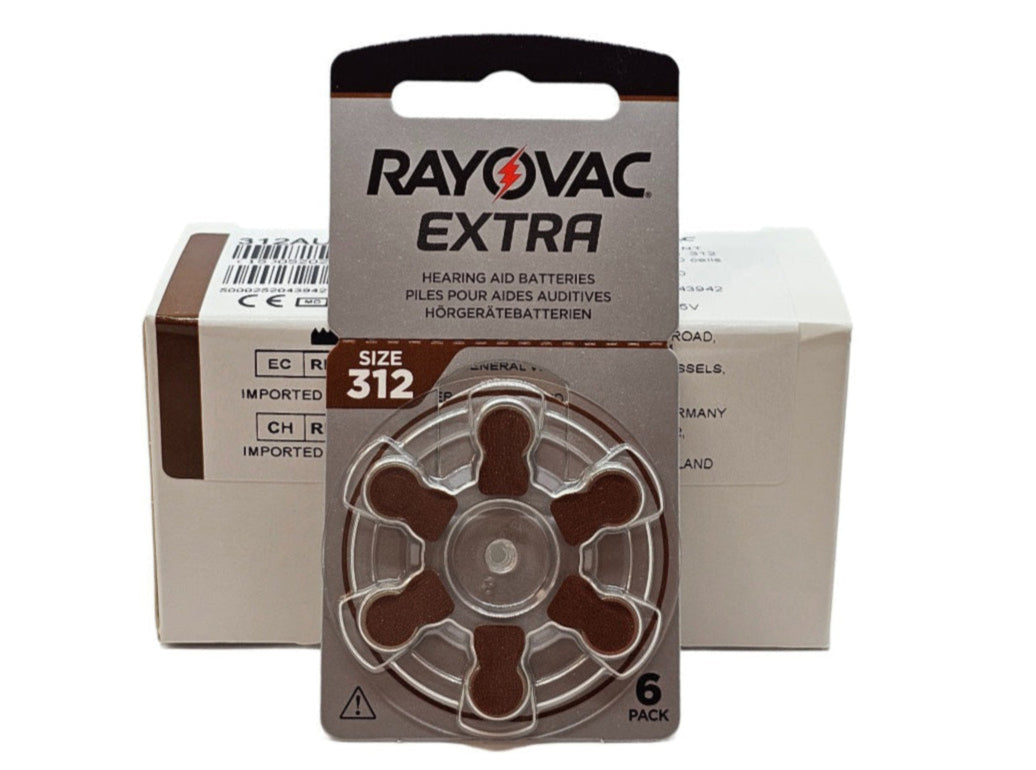 60 x Rayovac Extra P312 (PR41, size 312) Hearing Aid batteries (1 box)
