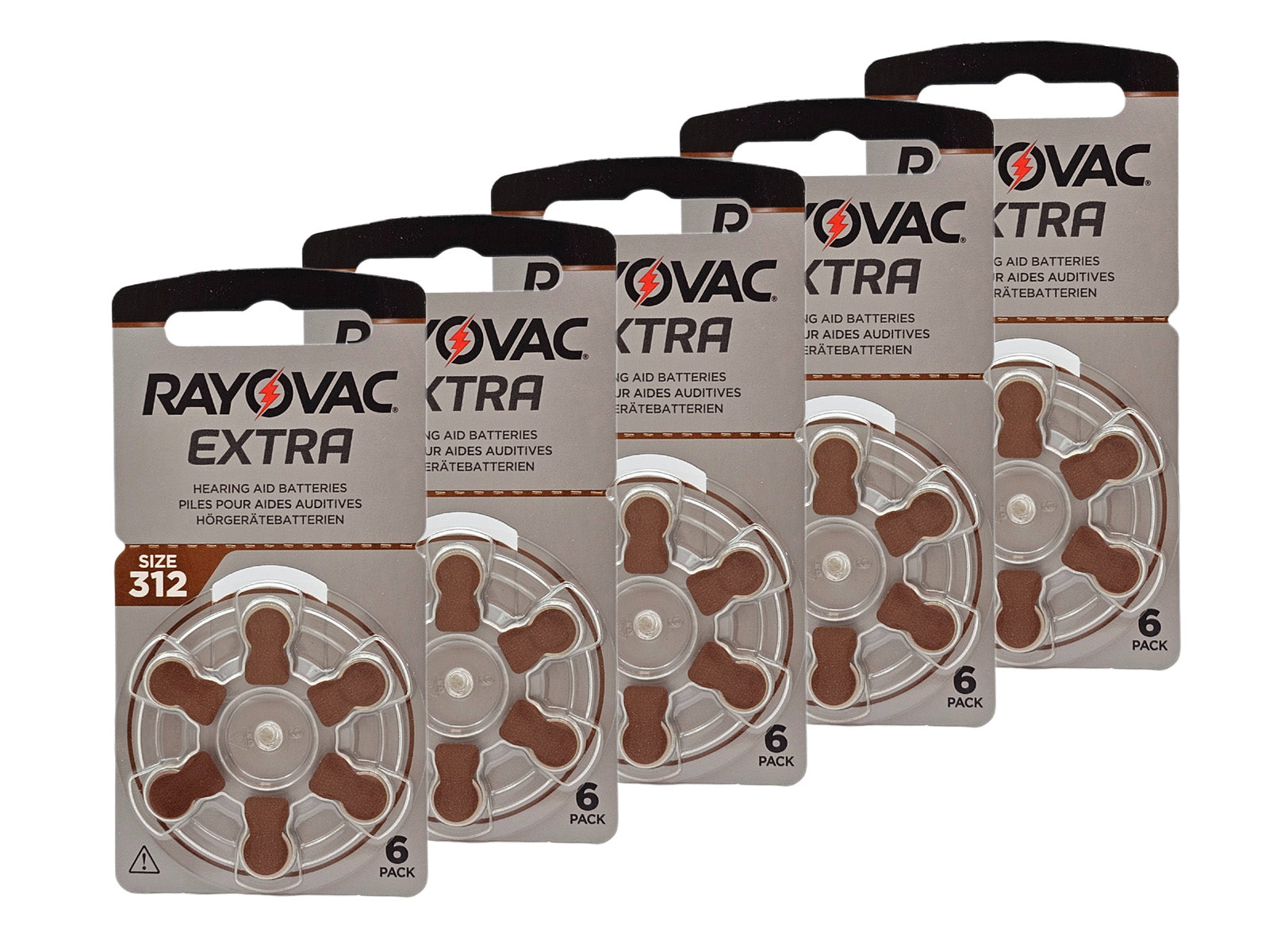 30 x Rayovac Extra P312 (PR41, size 312) Hearing Aid Batteries (BP6 x 5)