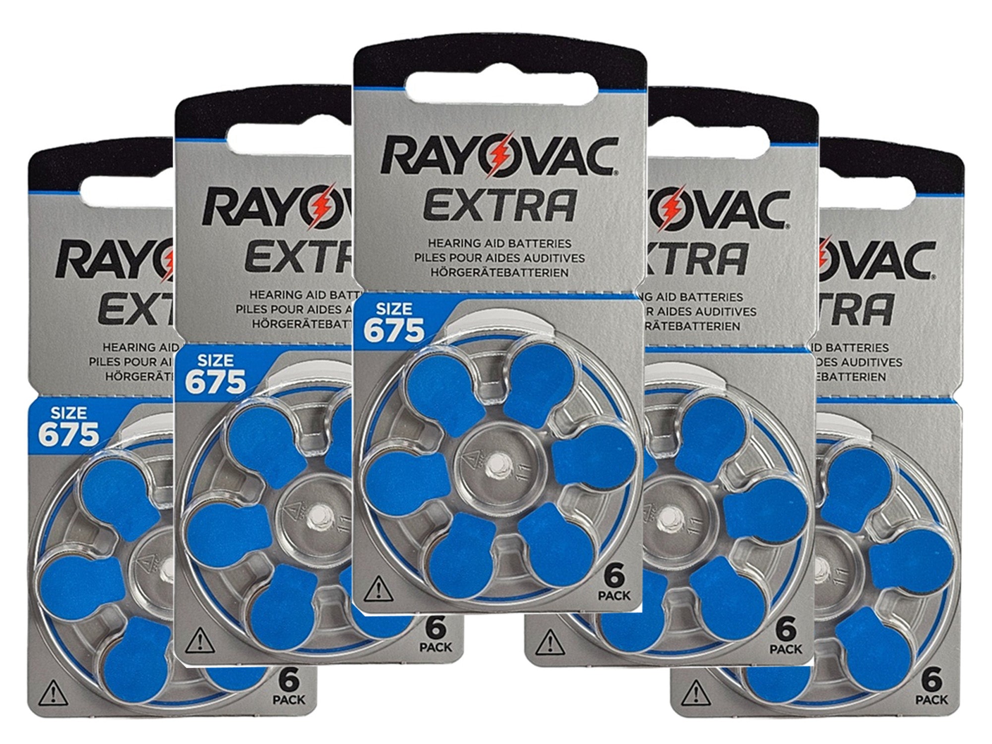 Rayovac Extra P675 (PR44, size 675) Zinc Air Hearing Aid - 30 Batteries (BP6 x 5)