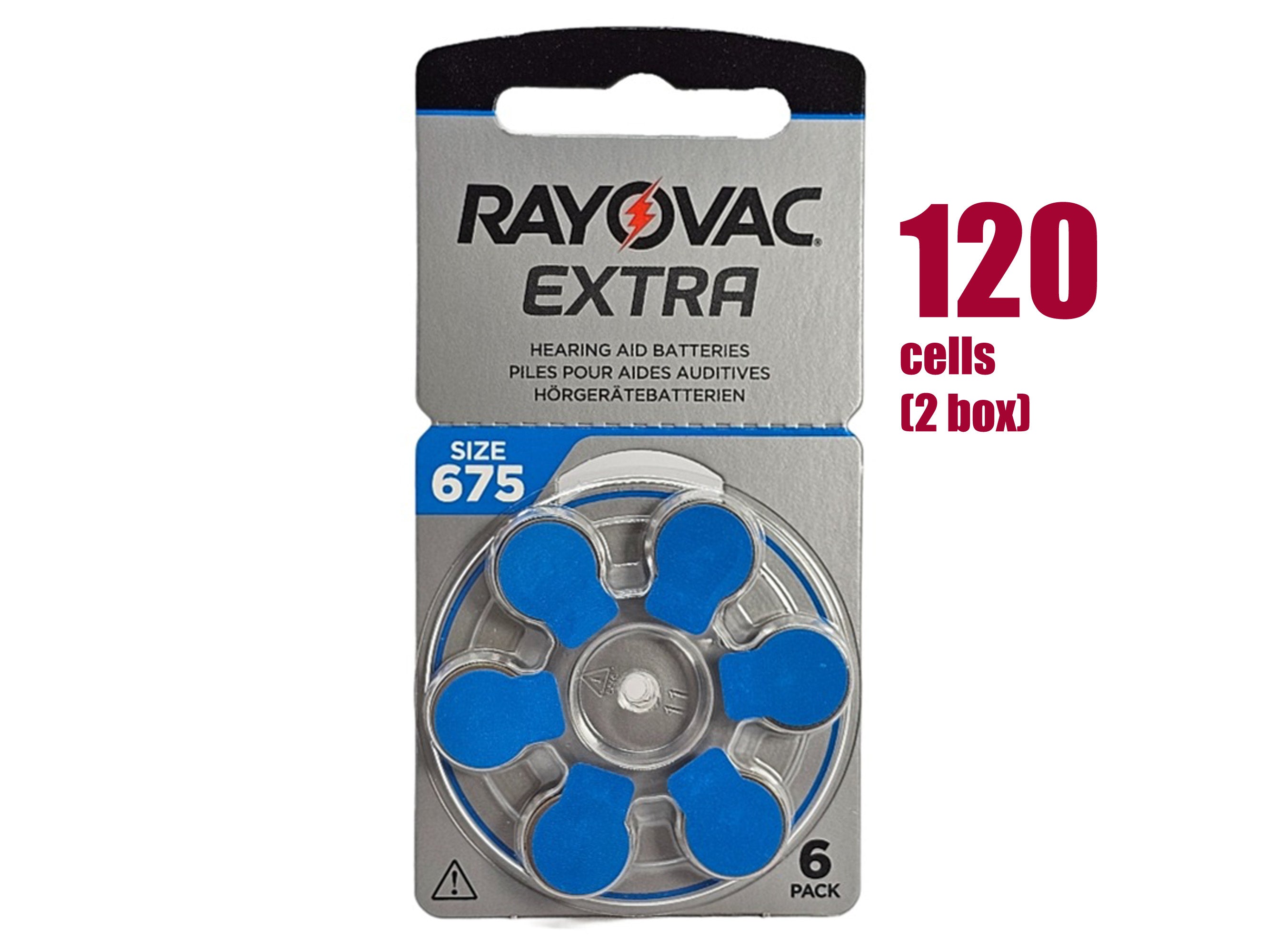 Rayovac Extra P675 (PR44, size 675) Zinc Air Hearing Aid Batteries - 120 Pack (2 box)