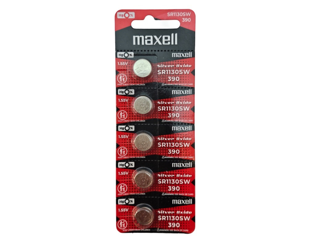 Maxell SR1130SW (390) Silver Oxide 1.55V Watch Battery - 5 pack (B5 x 1)